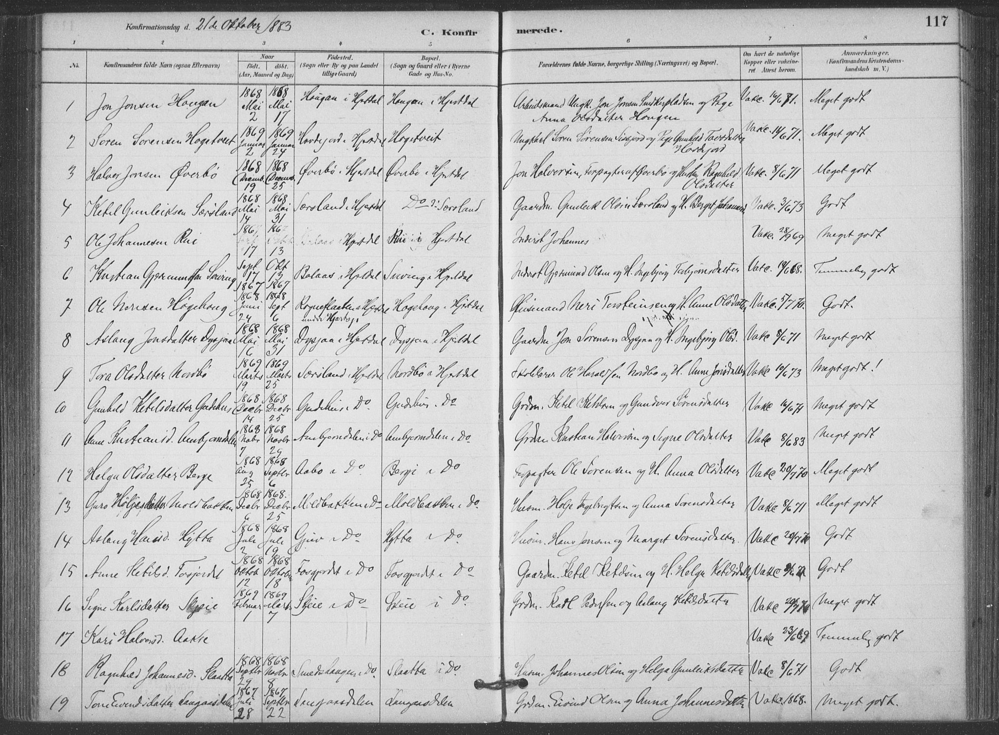 Hjartdal kirkebøker, SAKO/A-270/F/Fa/L0010: Parish register (official) no. I 10, 1880-1929, p. 117