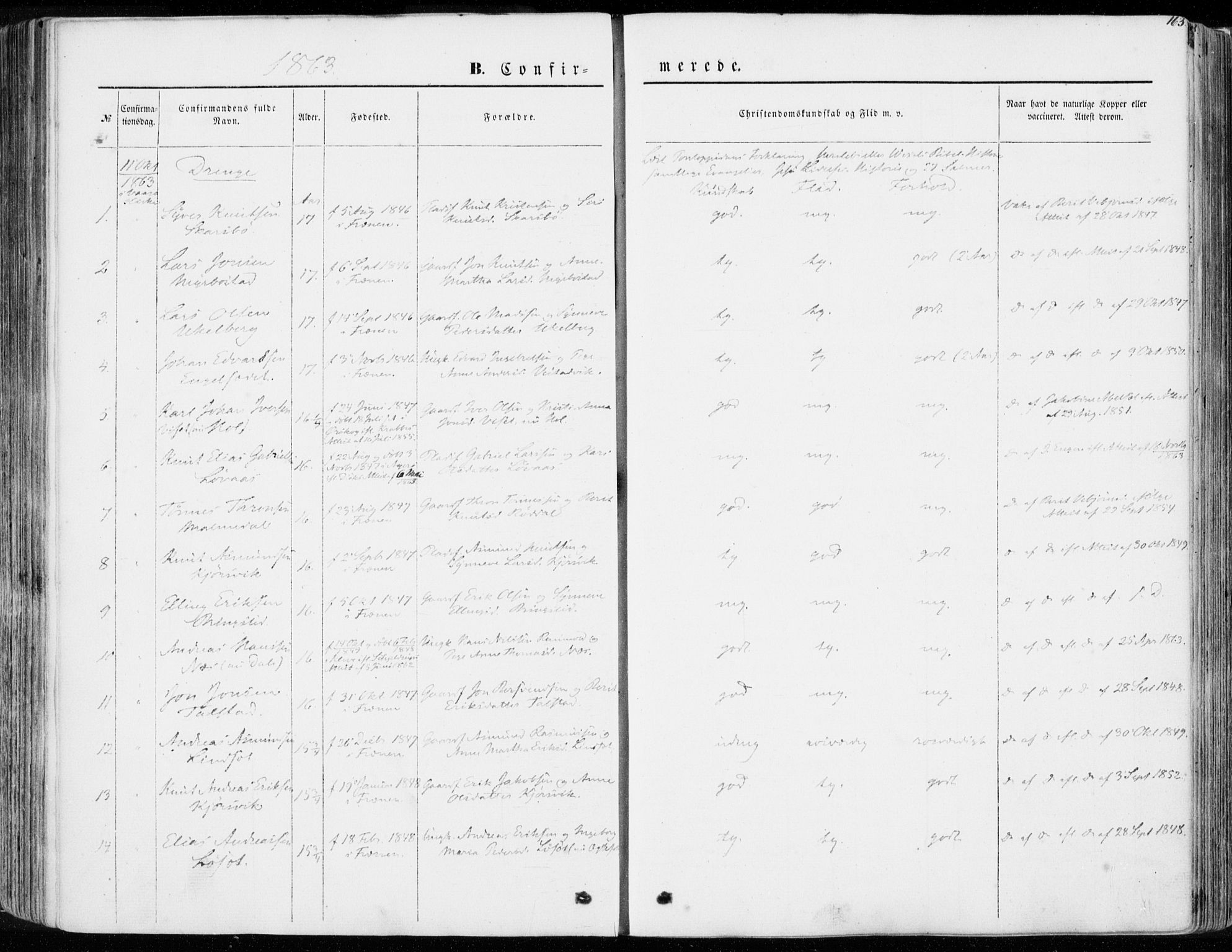 Ministerialprotokoller, klokkerbøker og fødselsregistre - Møre og Romsdal, SAT/A-1454/565/L0748: Parish register (official) no. 565A02, 1845-1872, p. 163