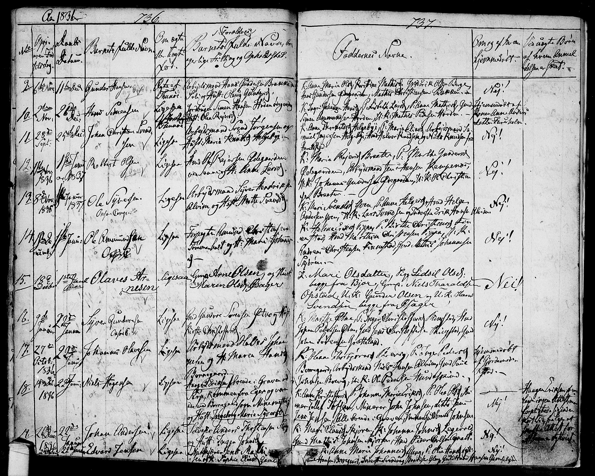 Tune prestekontor Kirkebøker, SAO/A-2007/F/Fa/L0007: Parish register (official) no. 7, 1831-1837, p. 736-737