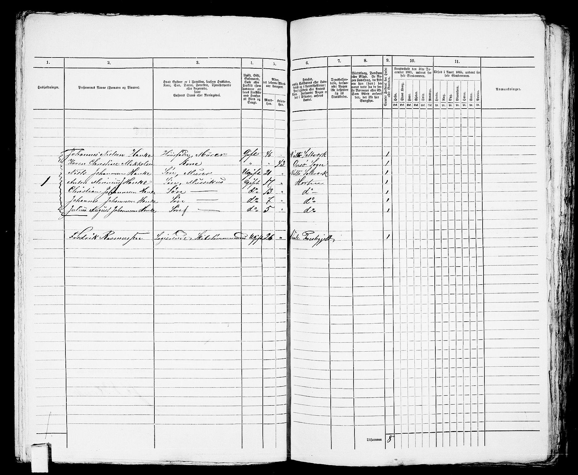 RA, 1865 census for Horten, 1865, p. 593