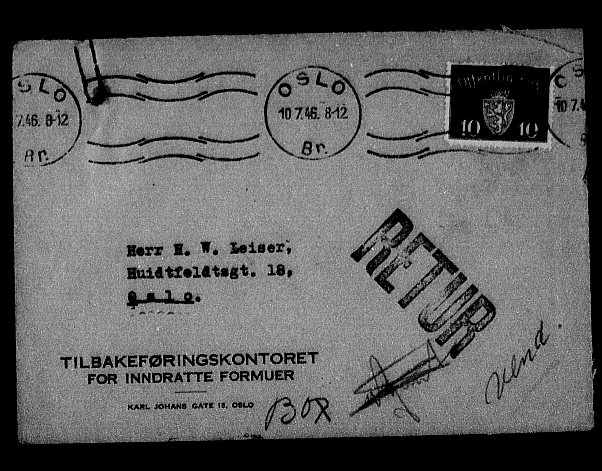 Justisdepartementet, Tilbakeføringskontoret for inndratte formuer, RA/S-1564/H/Hc/Hcc/L0956: --, 1945-1947, p. 12