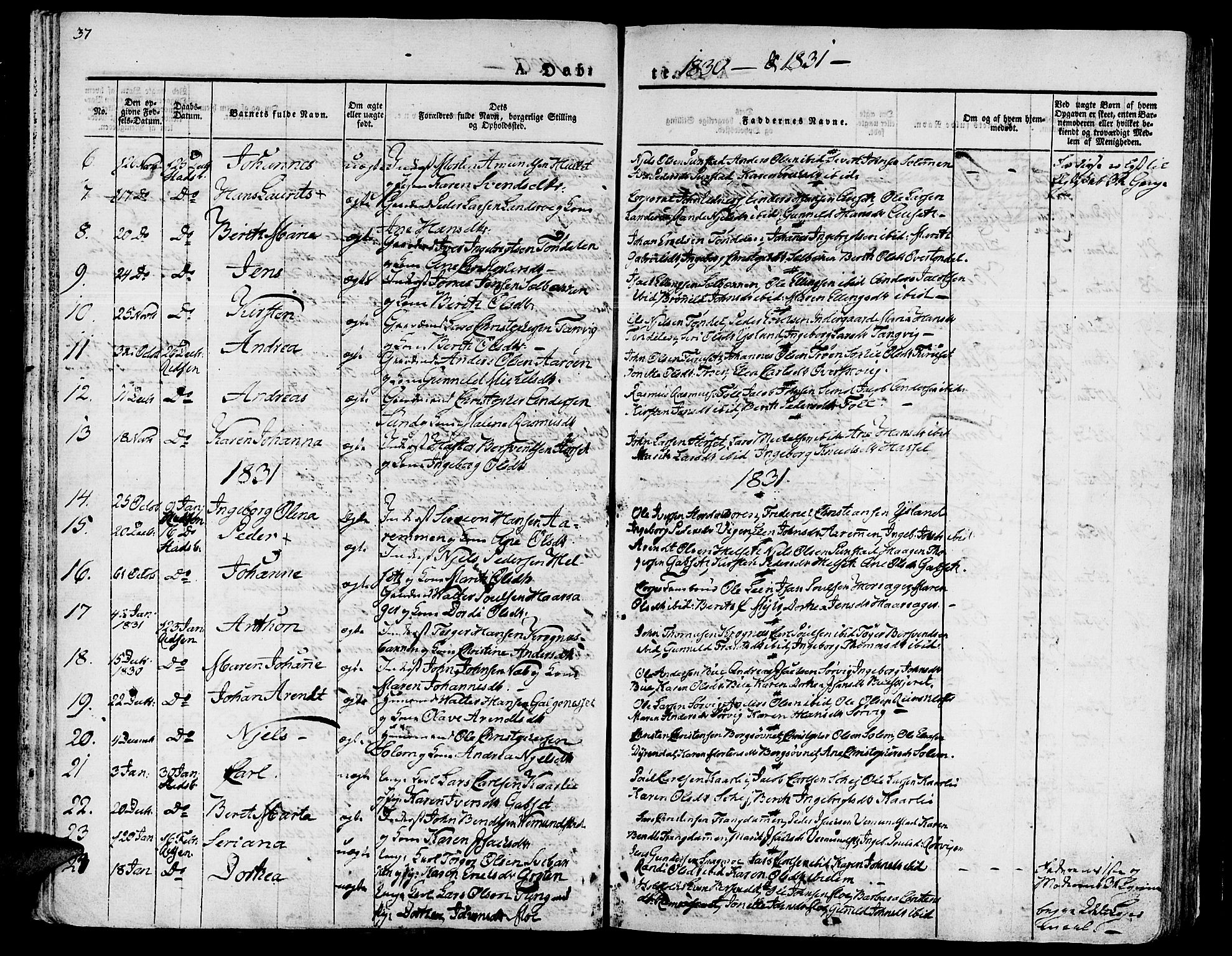 Ministerialprotokoller, klokkerbøker og fødselsregistre - Sør-Trøndelag, SAT/A-1456/646/L0609: Parish register (official) no. 646A07, 1826-1838, p. 37