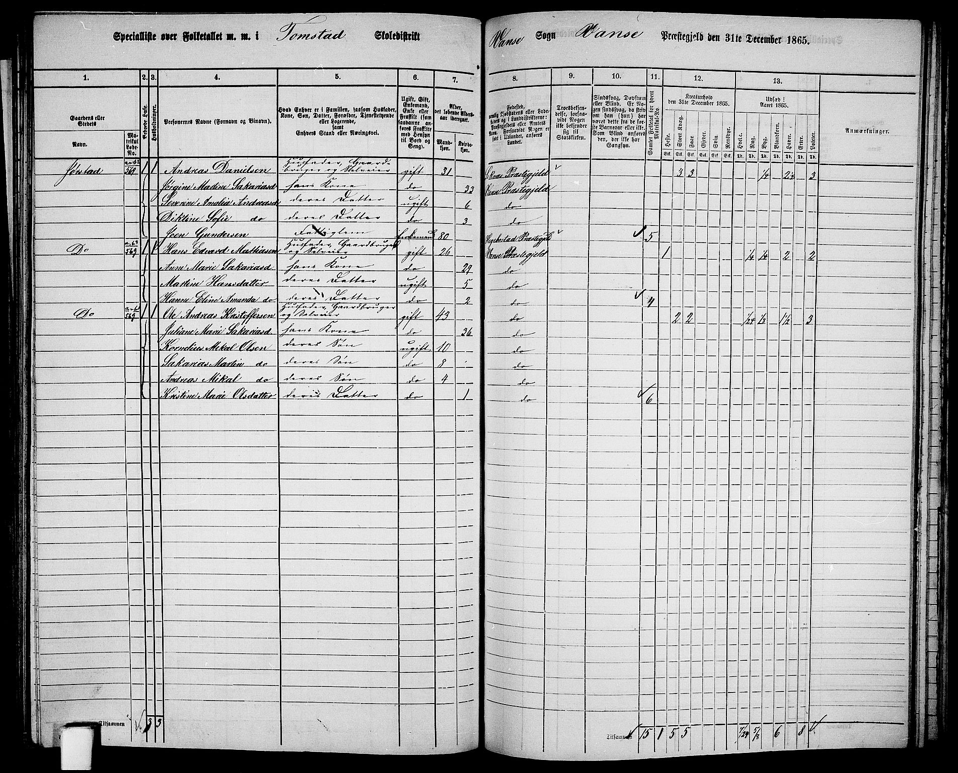 RA, 1865 census for Vanse/Vanse og Farsund, 1865, p. 214