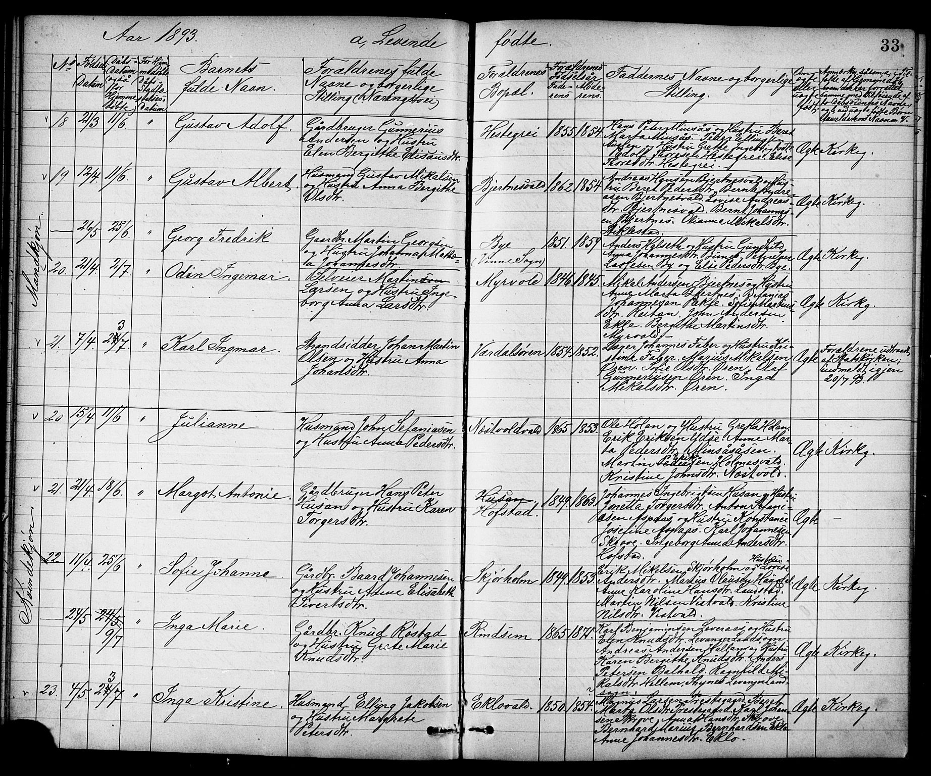 Ministerialprotokoller, klokkerbøker og fødselsregistre - Nord-Trøndelag, AV/SAT-A-1458/723/L0257: Parish register (copy) no. 723C05, 1890-1907, p. 33