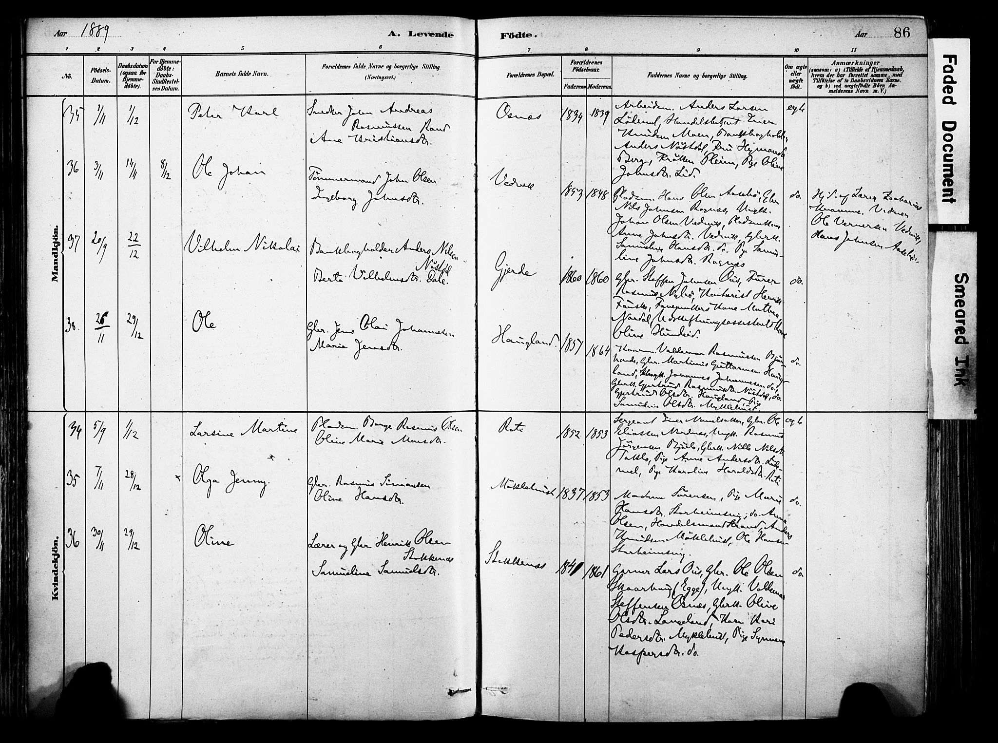 Eid sokneprestembete, AV/SAB-A-82301/H/Haa/Haab/L0001: Parish register (official) no. B 1, 1879-1906, p. 86