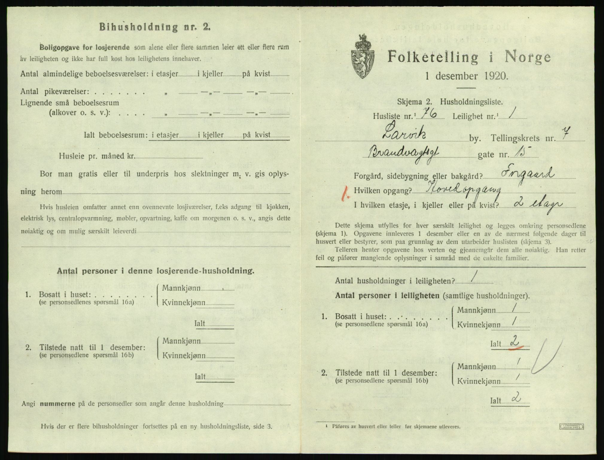 SAKO, 1920 census for Larvik, 1920, p. 6266