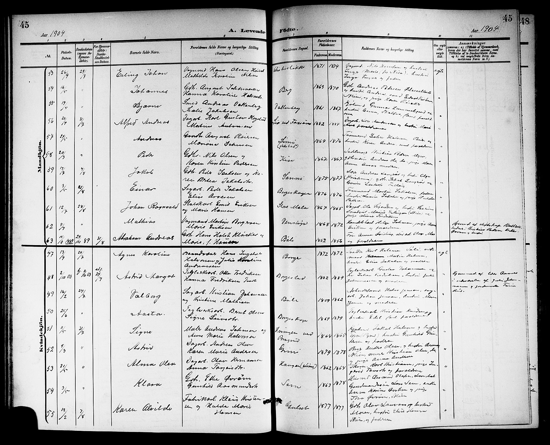 Gjerpen kirkebøker, AV/SAKO-A-265/G/Ga/L0003: Parish register (copy) no. I 3, 1901-1919, p. 45