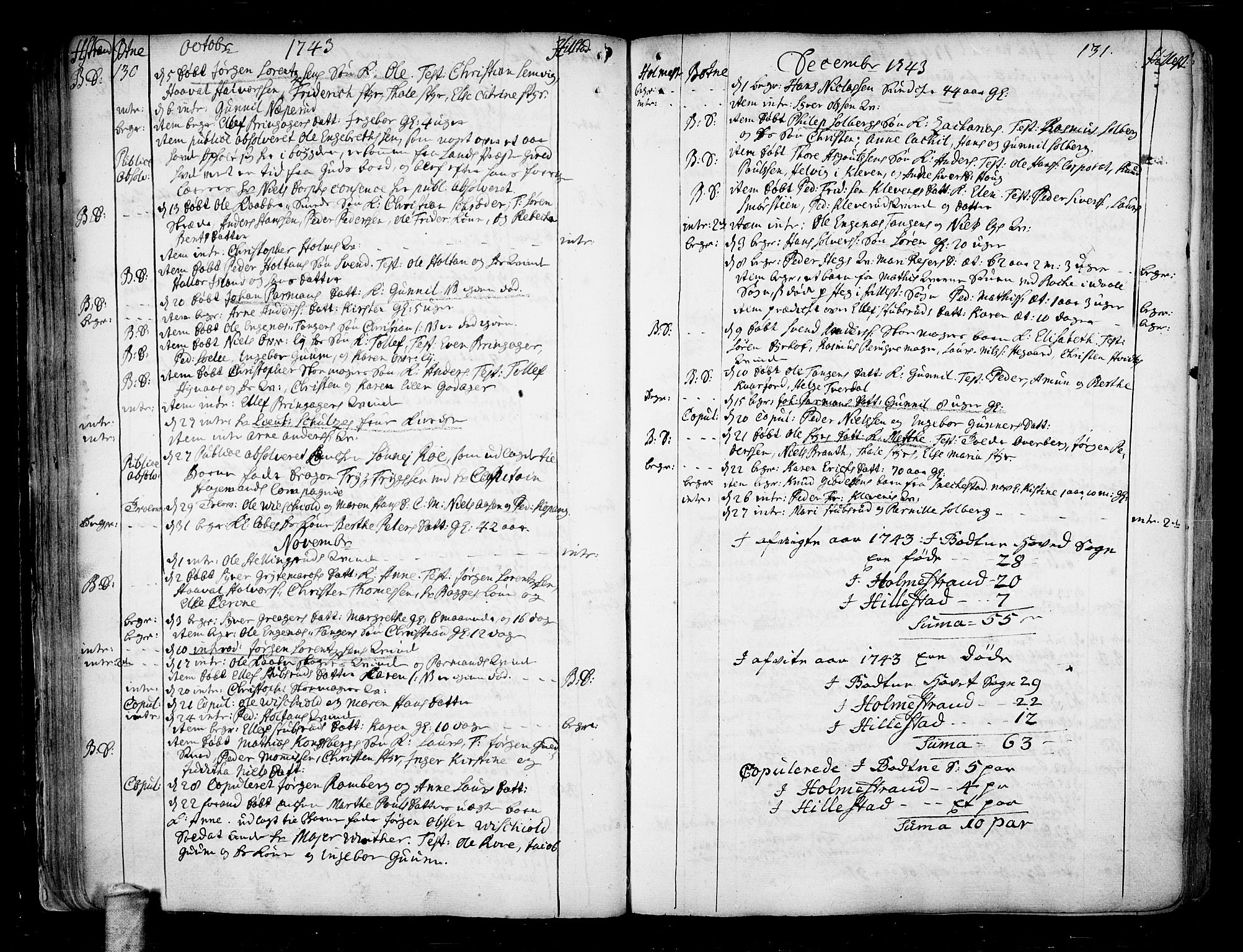 Botne kirkebøker, AV/SAKO-A-340/F/Fa/L0001a: Parish register (official) no. I 1A, 1707-1778, p. 130-131