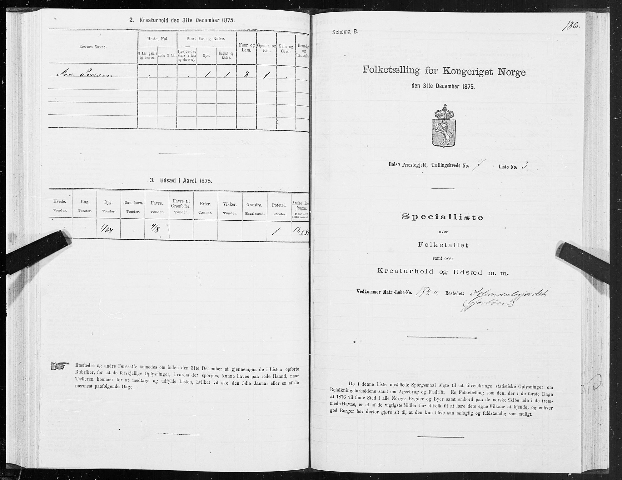 SAT, 1875 census for 1544P Bolsøy, 1875, p. 4186