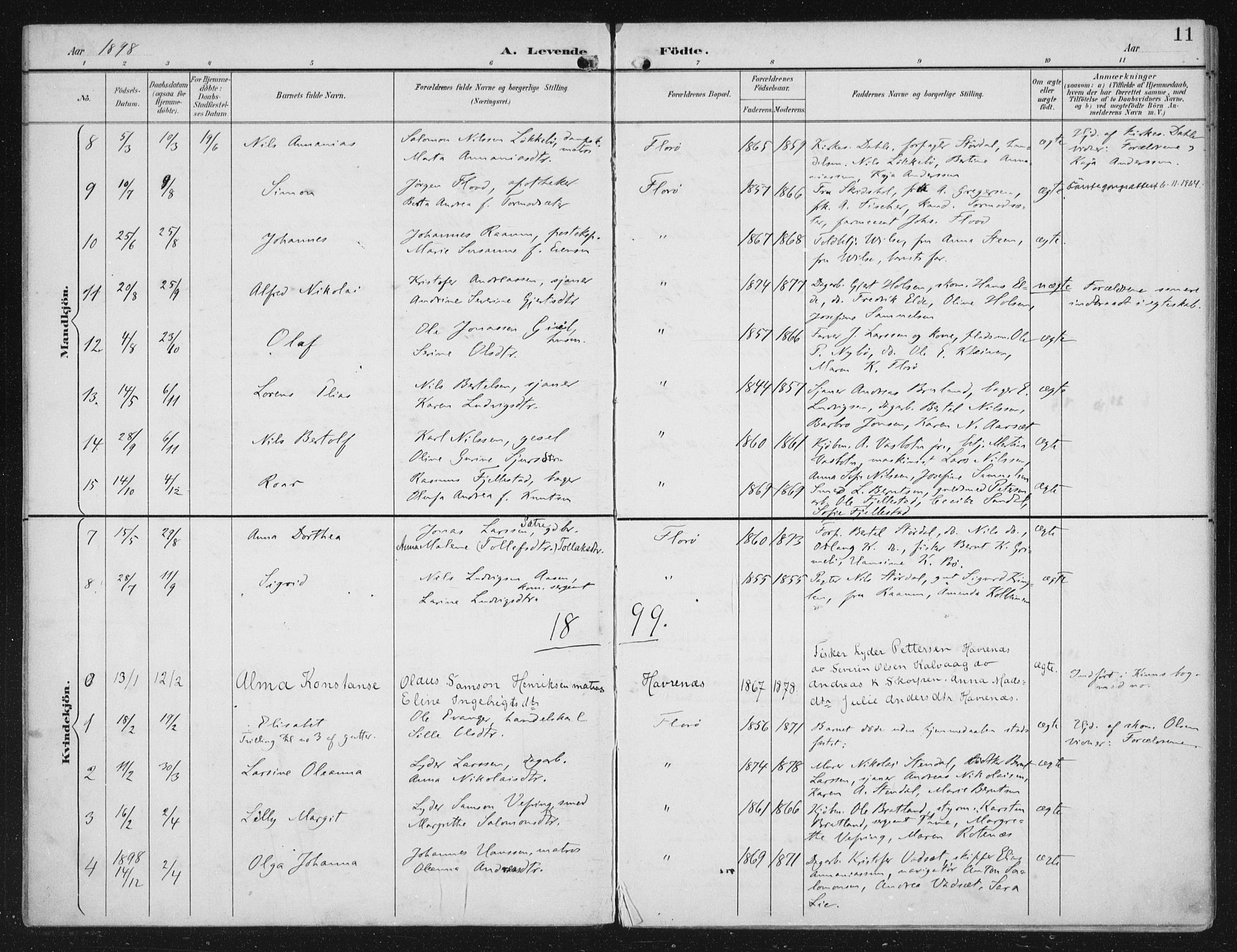 Kinn sokneprestembete, SAB/A-80801/H/Haa/Haac/L0002: Parish register (official) no. C 2, 1895-1916, p. 11