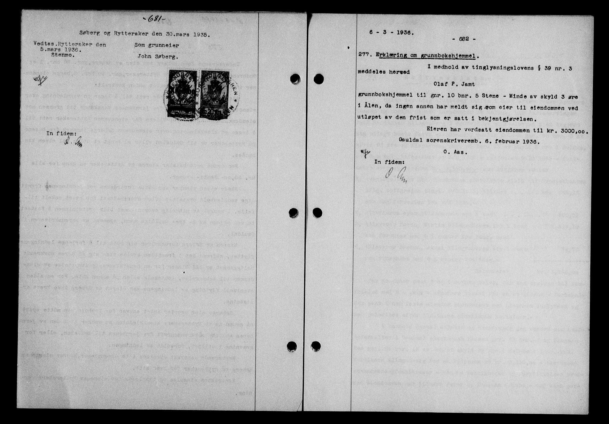 Gauldal sorenskriveri, SAT/A-0014/1/2/2C/L0045: Mortgage book no. 47-49, 1935-1936, Deed date: 06.03.1936