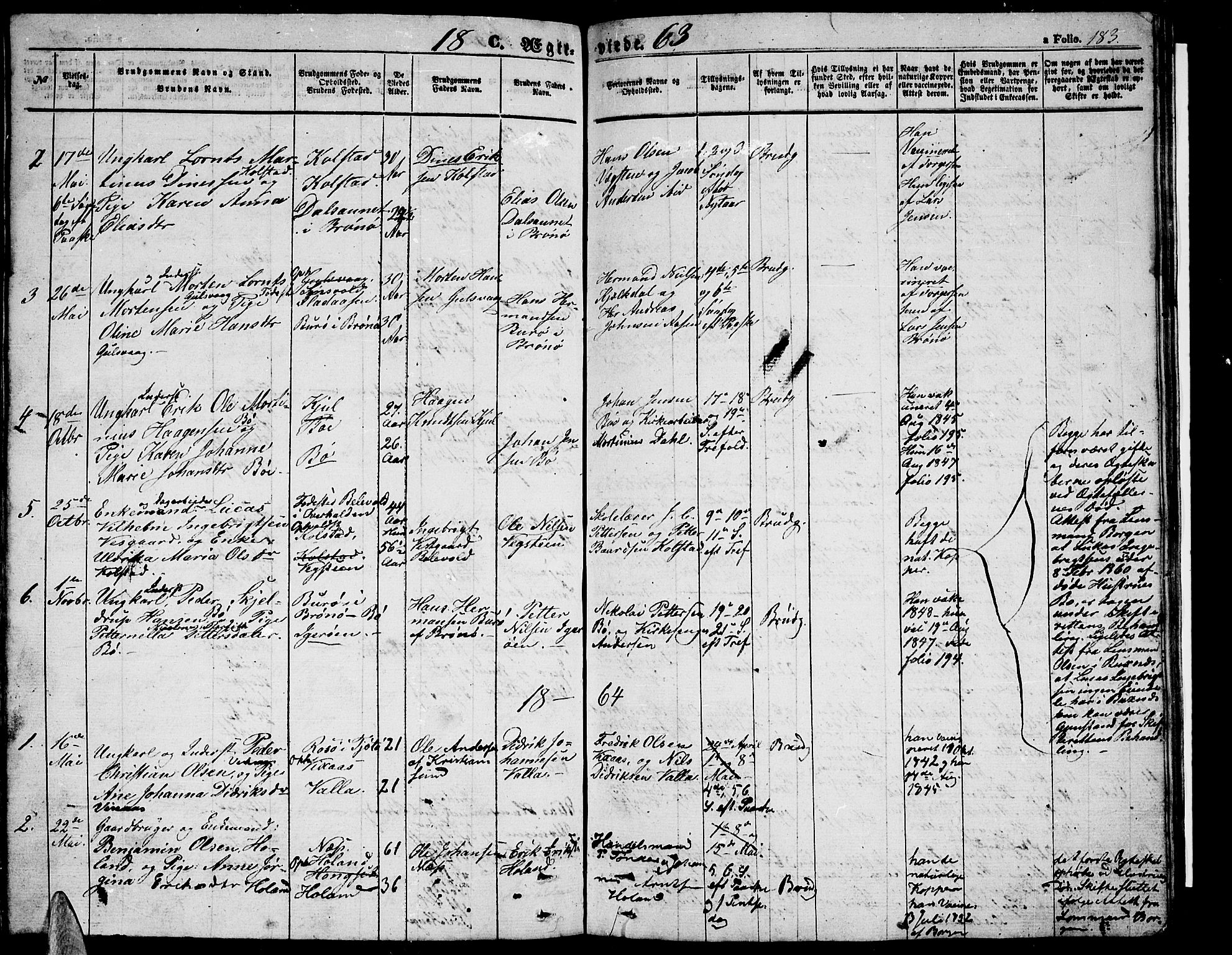 Ministerialprotokoller, klokkerbøker og fødselsregistre - Nordland, SAT/A-1459/816/L0251: Parish register (copy) no. 816C01, 1852-1870, p. 183