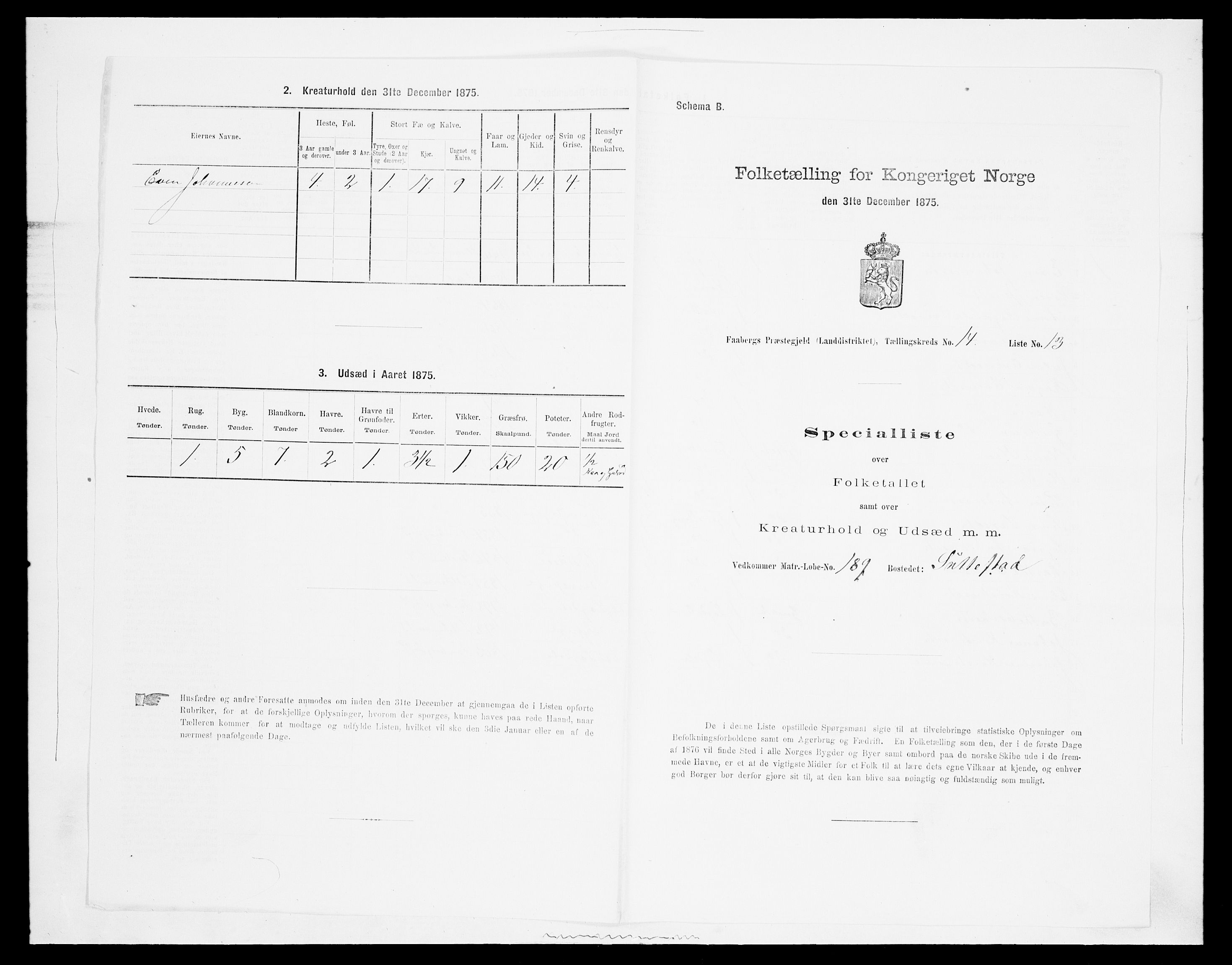 SAH, 1875 census for 0524L Fåberg/Fåberg og Lillehammer, 1875, p. 1740
