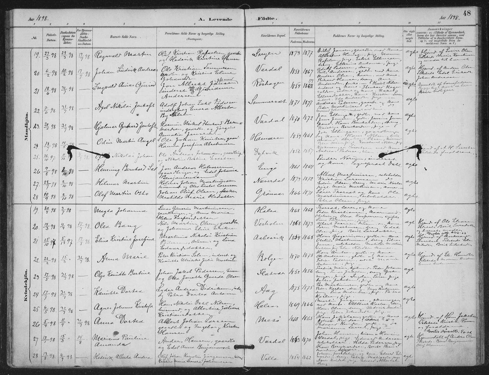 Ministerialprotokoller, klokkerbøker og fødselsregistre - Nordland, AV/SAT-A-1459/843/L0628: Parish register (official) no. 843A03, 1889-1907, p. 48