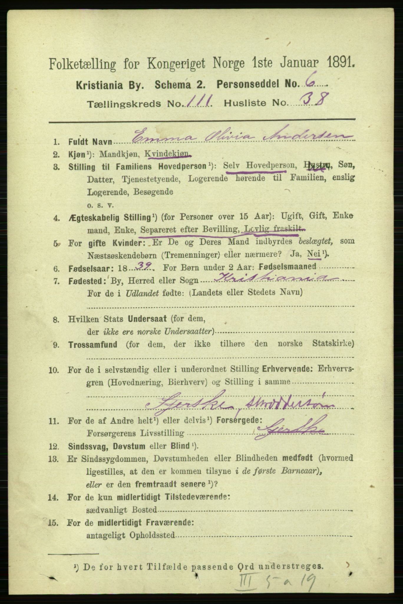 RA, 1891 census for 0301 Kristiania, 1891, p. 58926