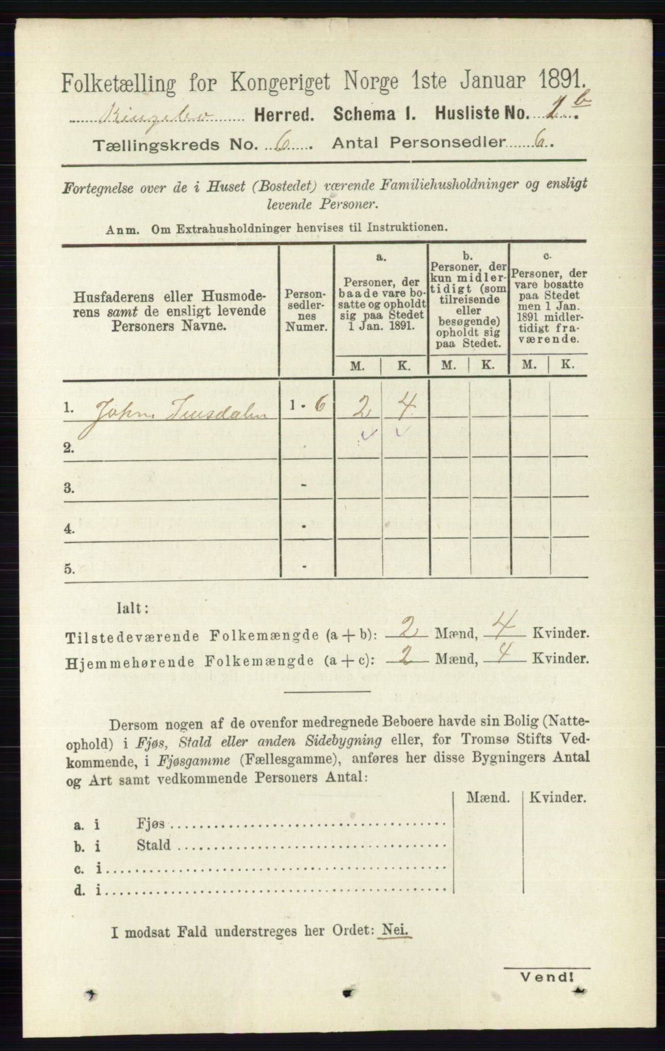 RA, 1891 census for 0520 Ringebu, 1891, p. 2364