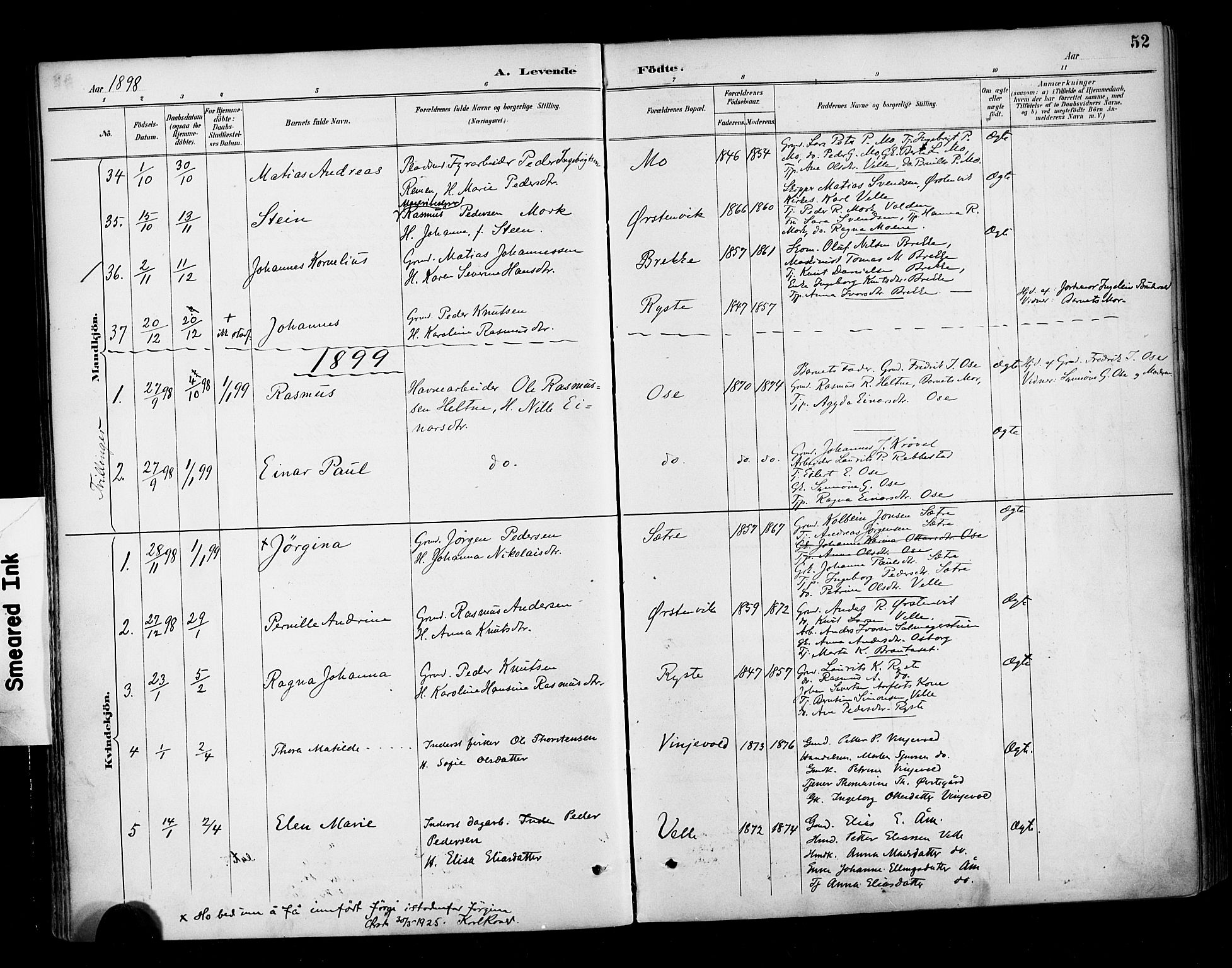 Ministerialprotokoller, klokkerbøker og fødselsregistre - Møre og Romsdal, AV/SAT-A-1454/513/L0177: Parish register (official) no. 513A04, 1890-1906, p. 52