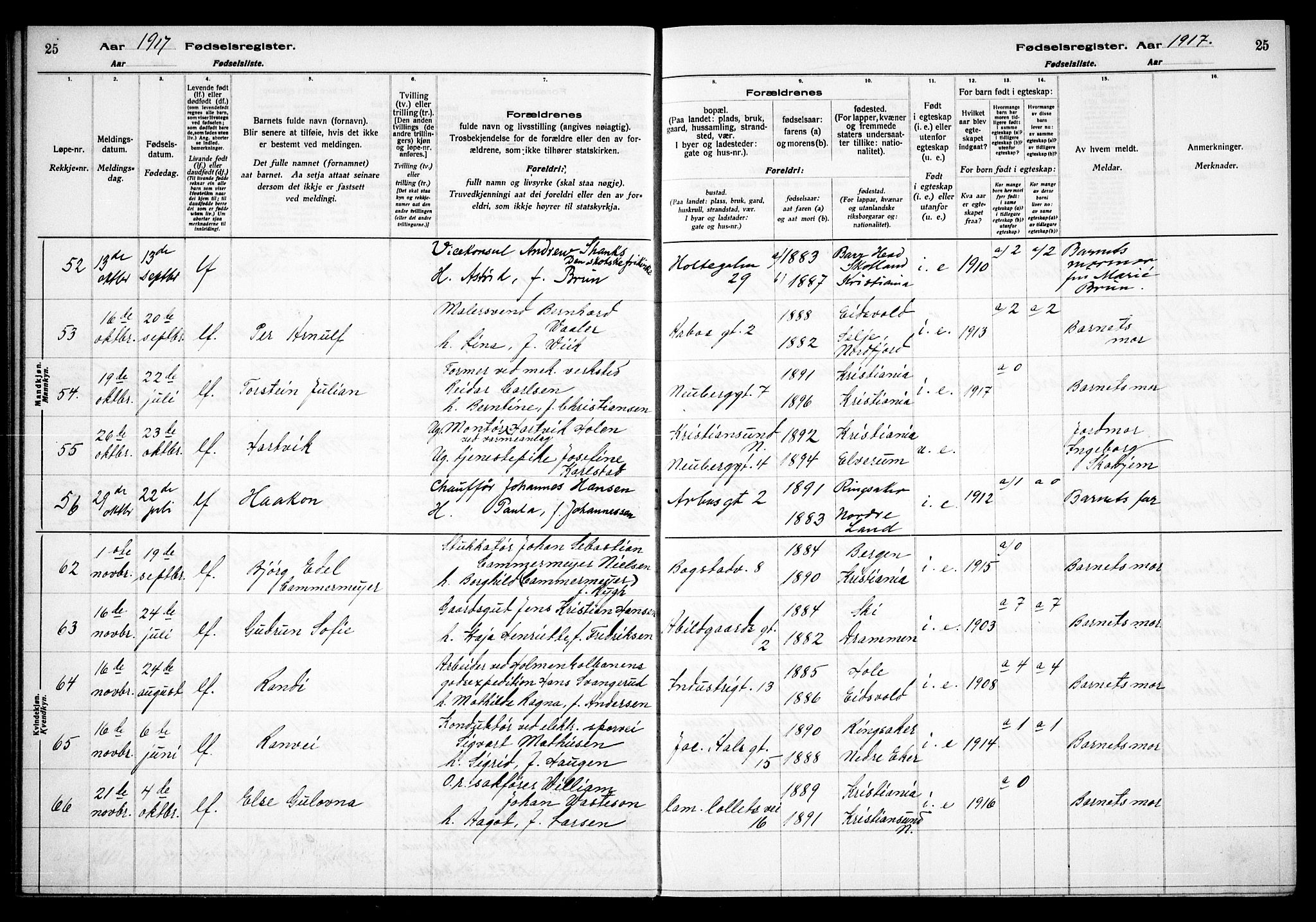 Uranienborg prestekontor Kirkebøker, AV/SAO-A-10877/J/Ja/L0001: Birth register no. 1, 1916-1930, p. 25