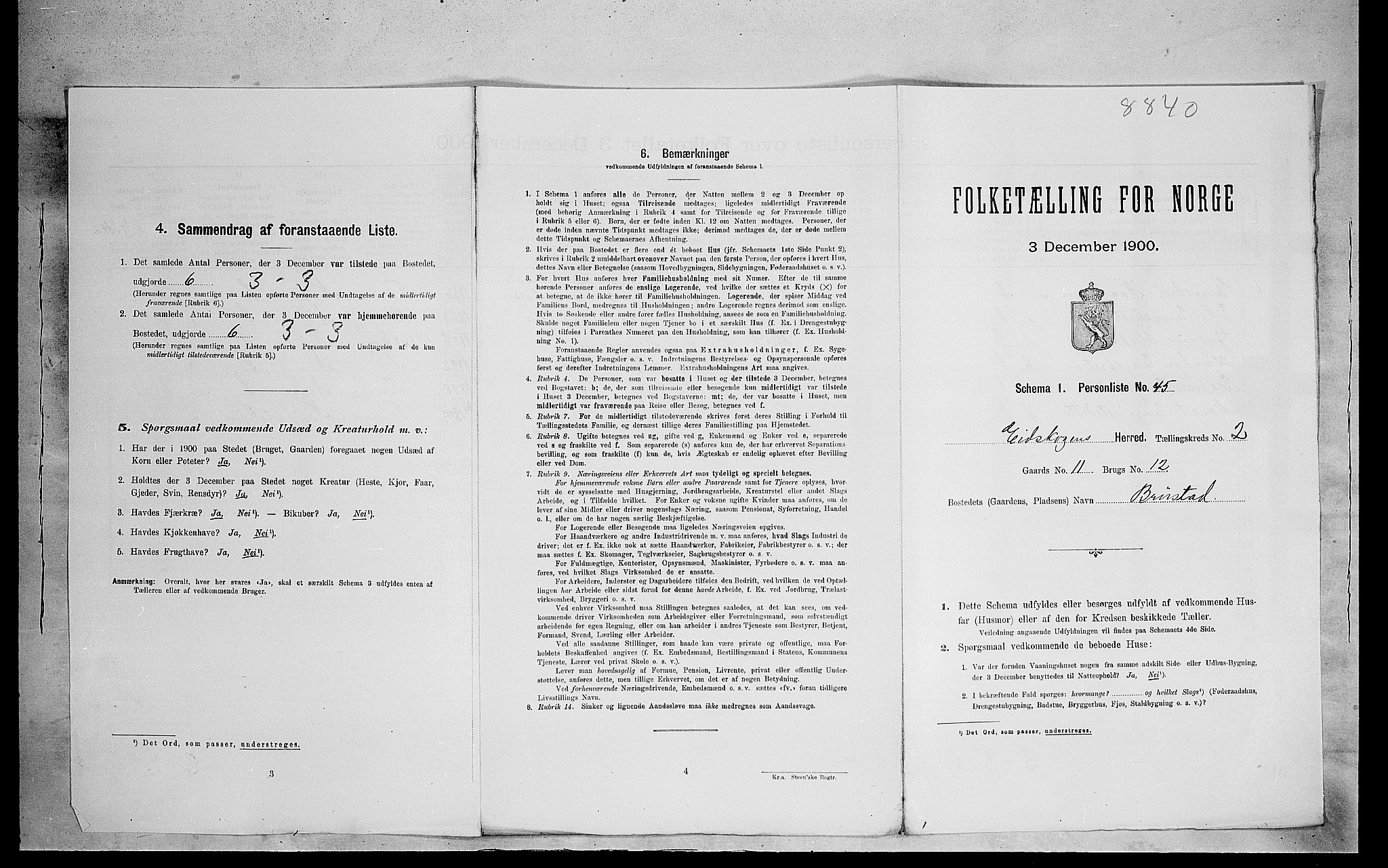 SAH, 1900 census for Eidskog, 1900, p. 333