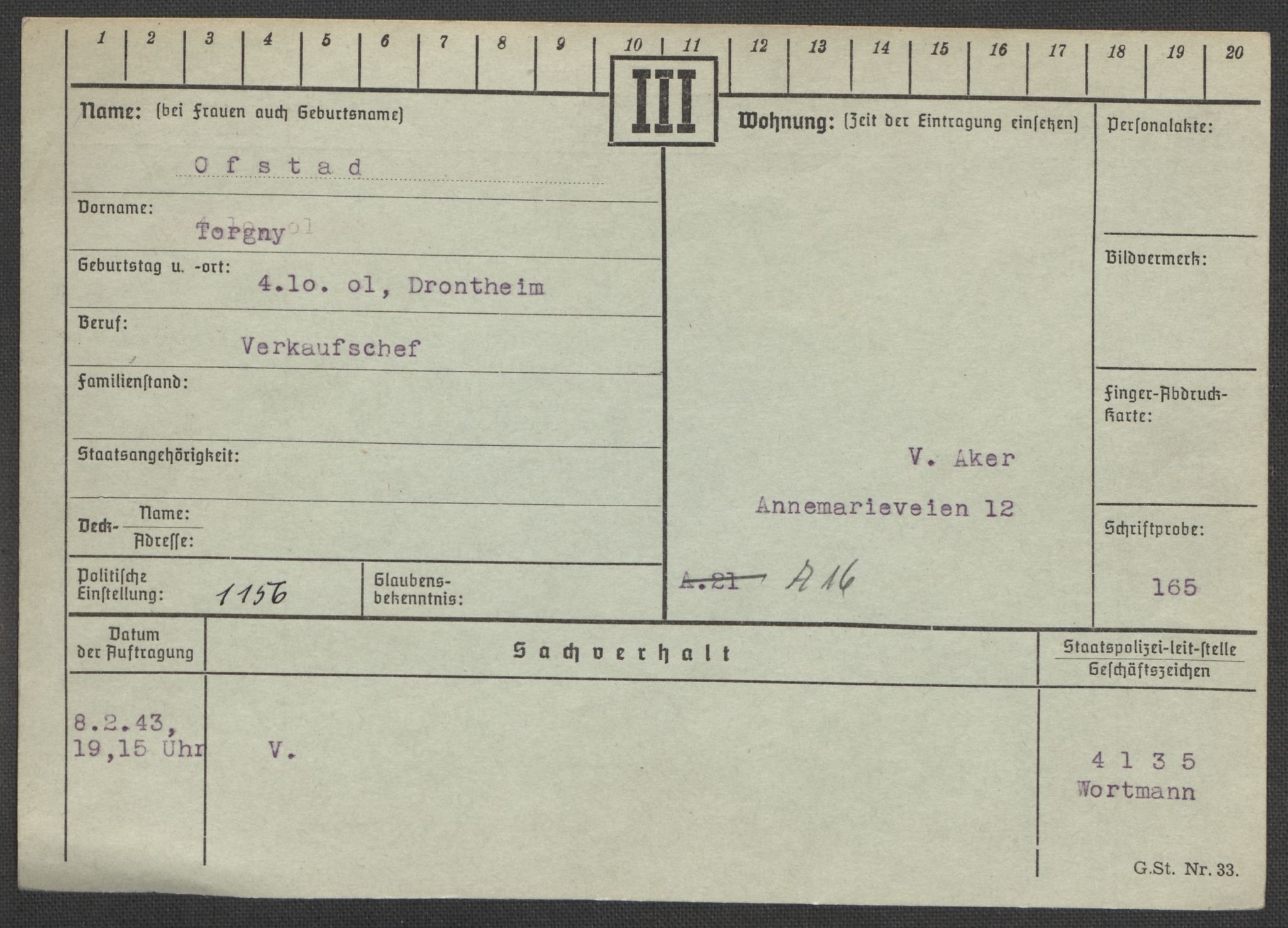 Befehlshaber der Sicherheitspolizei und des SD, AV/RA-RAFA-5969/E/Ea/Eaa/L0008: Register over norske fanger i Møllergata 19: Oelze-Ru, 1940-1945, p. 6