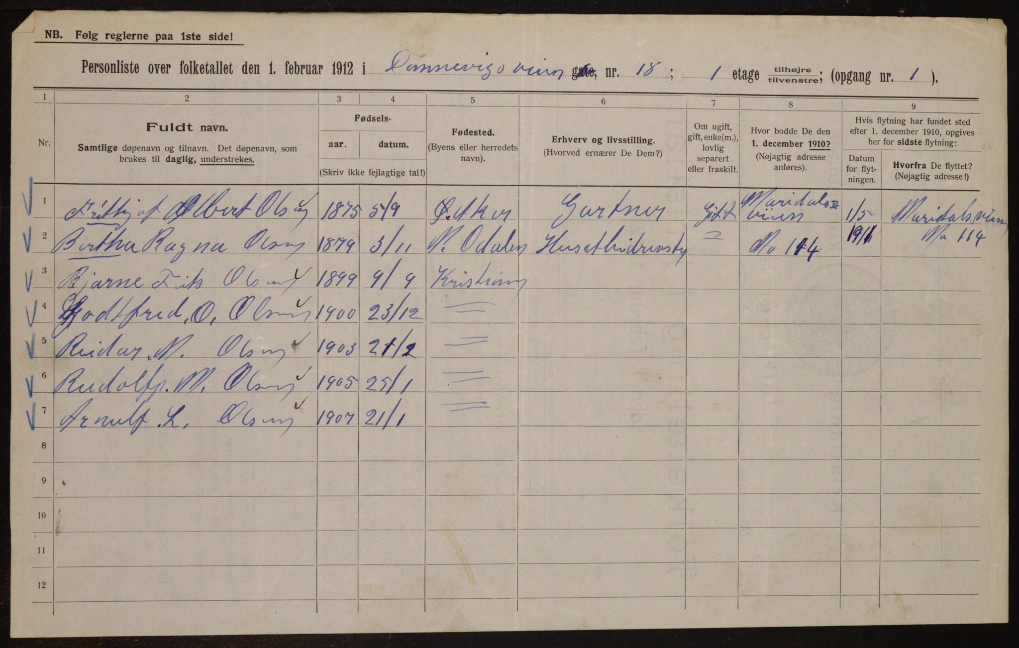 OBA, Municipal Census 1912 for Kristiania, 1912, p. 15239