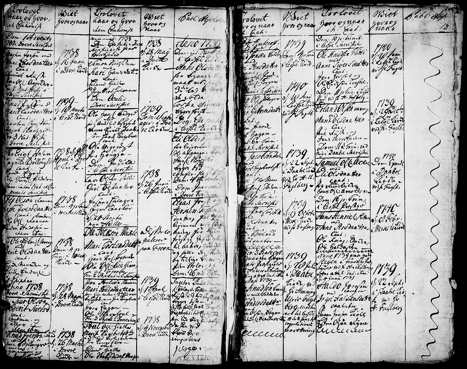 Lesja prestekontor, AV/SAH-PREST-068/H/Ha/Haa/L0002: Parish register (official) no. 2, 1732-1776, p. 10-13