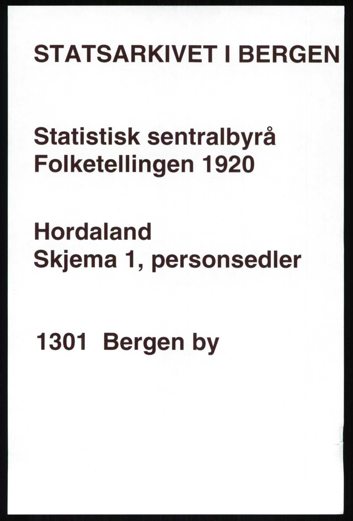 SAB, 1920 census for Bergen, 1920, p. 197739