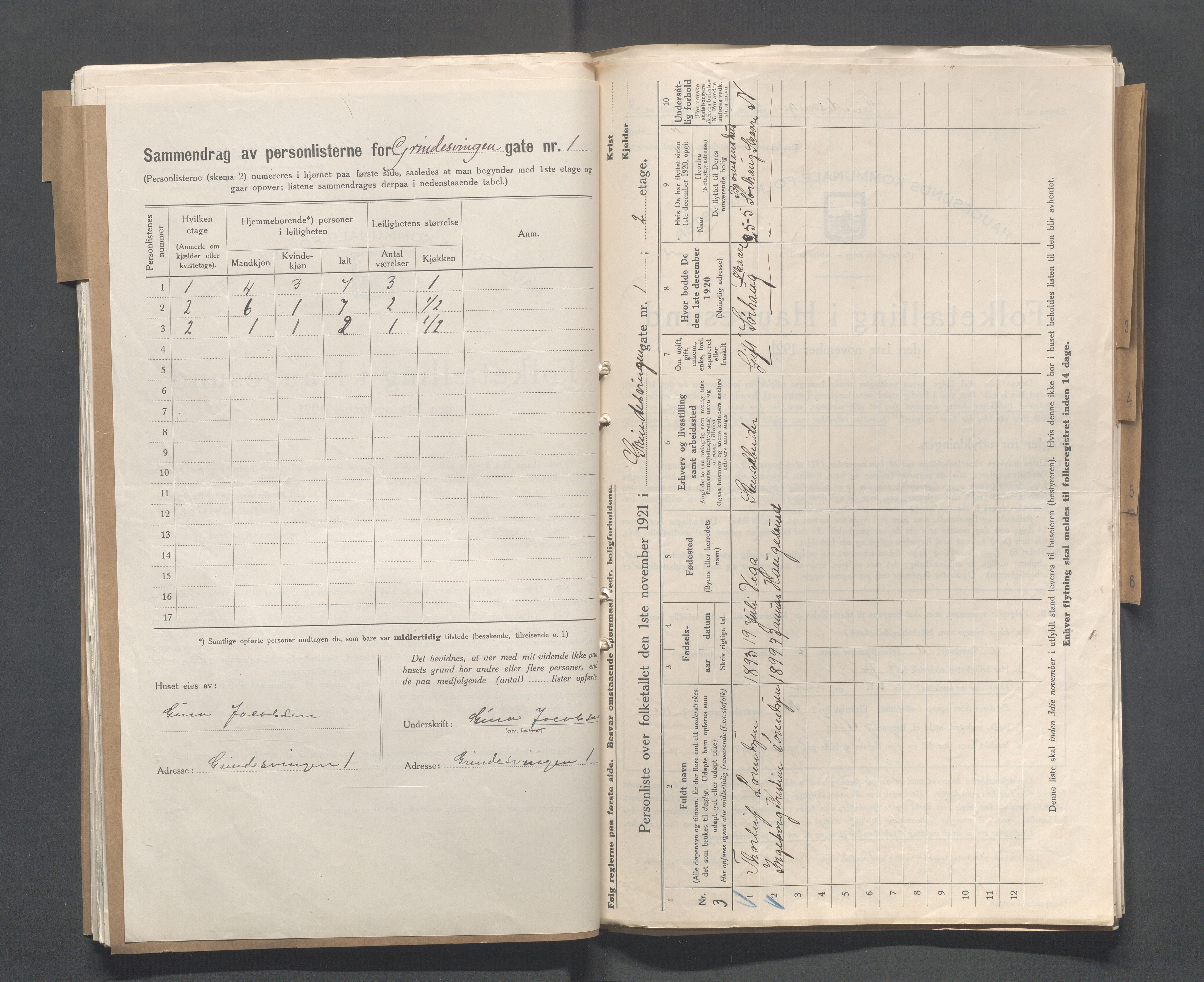 IKAR, Local census 1.11.1921 for Haugesund, 1921, p. 1165