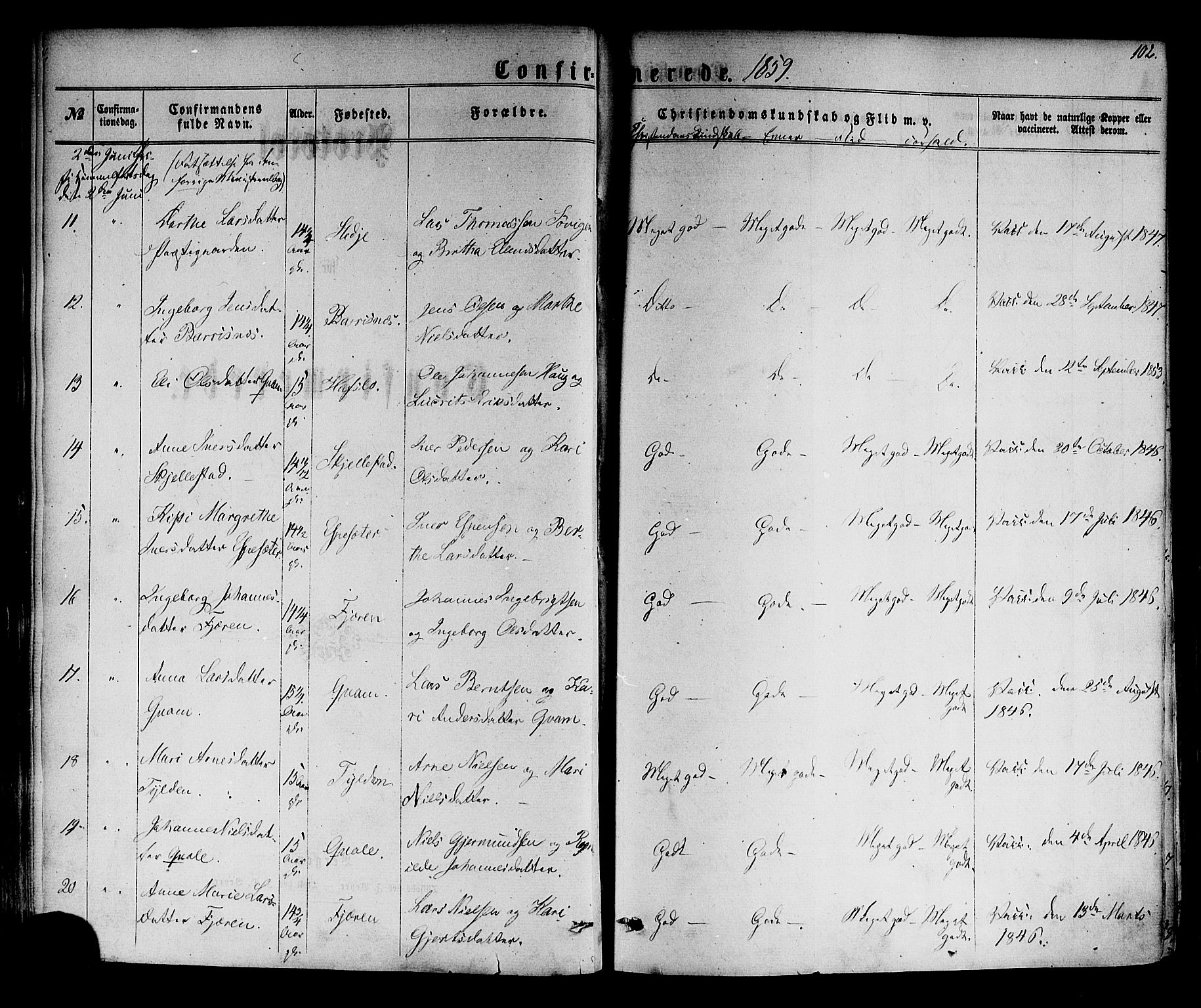 Sogndal sokneprestembete, SAB/A-81301/H/Haa/Haaa/L0013: Parish register (official) no. A 13, 1859-1877, p. 102