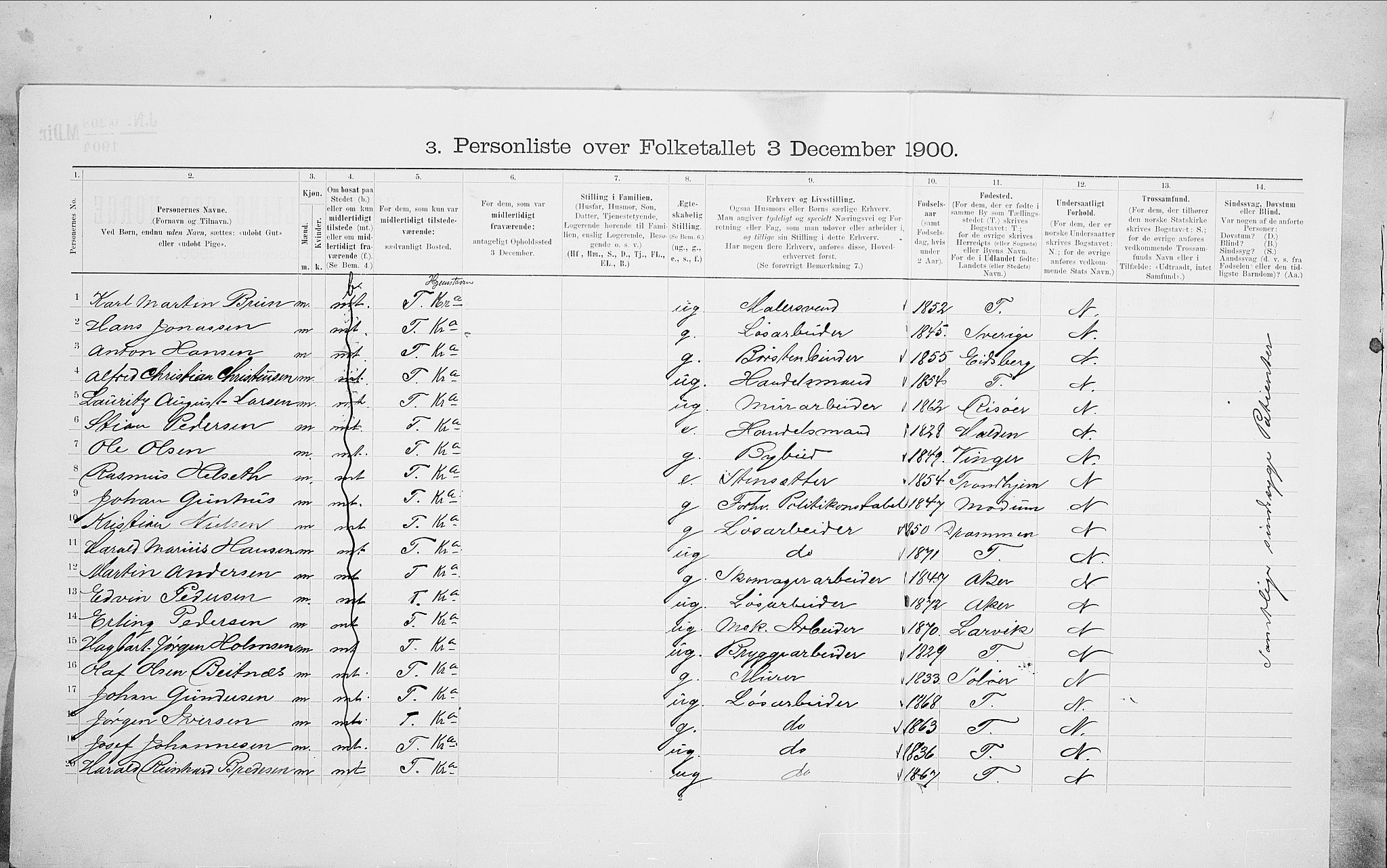 SAO, 1900 census for Kristiania, 1900, p. 92451