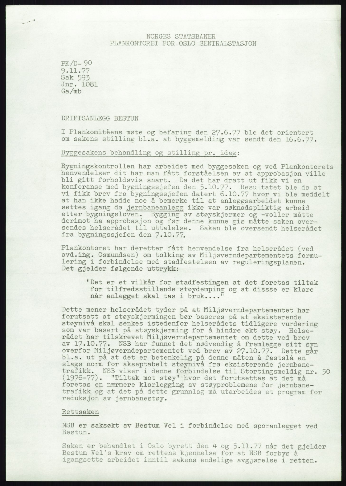 Norges statsbaner, Hovedadministrasjonen, Plankontoret for Oslo S, AV/RA-S-5410/D/L0167: Driftsbanegården. Øvrige driftsbanegårder, 1975-1987, p. 503