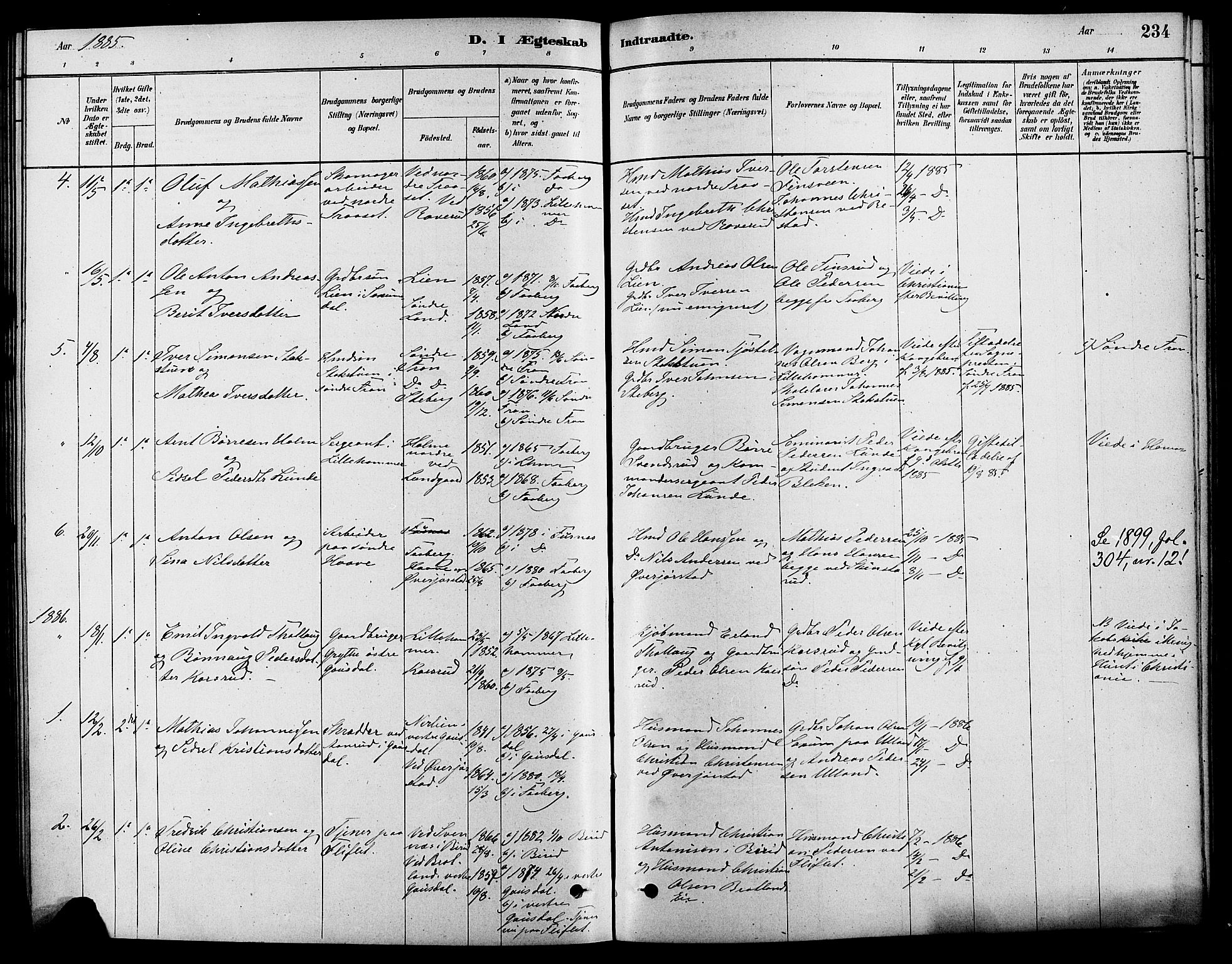 Fåberg prestekontor, SAH/PREST-086/H/Ha/Haa/L0008: Parish register (official) no. 8, 1879-1898, p. 234