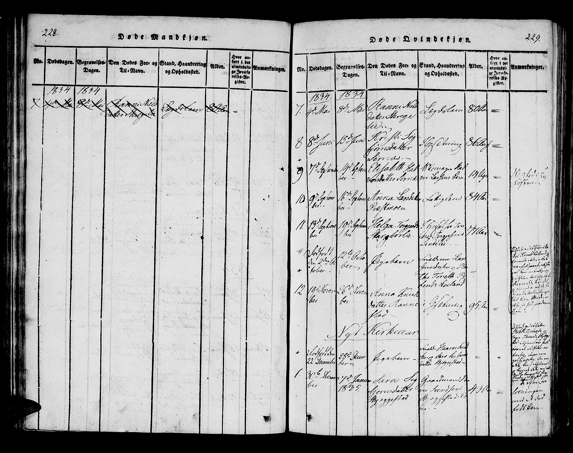 Bakke sokneprestkontor, AV/SAK-1111-0002/F/Fa/Faa/L0003: Parish register (official) no. A 3, 1815-1835, p. 228-229