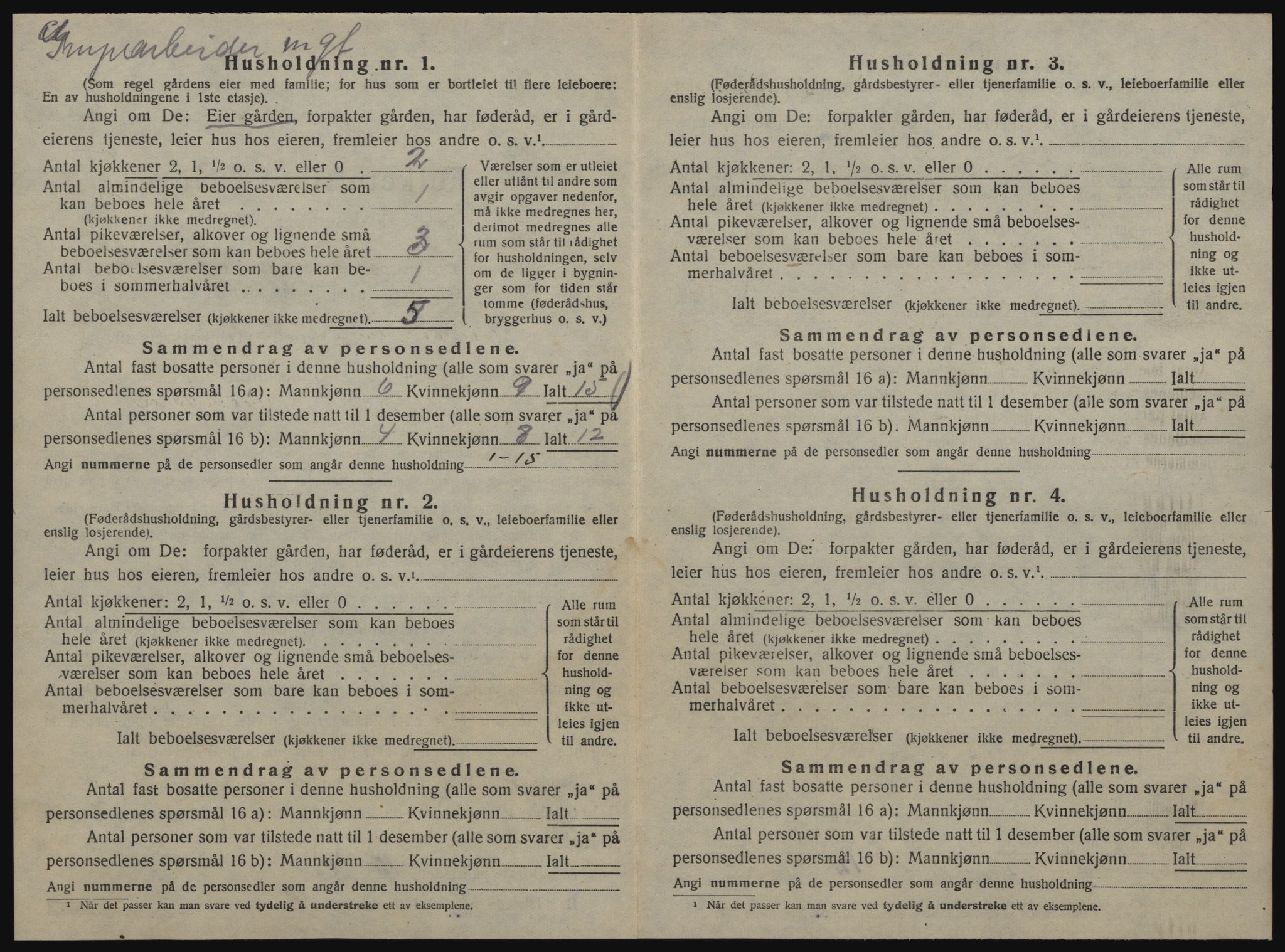 SAT, 1920 census for Ålen, 1920, p. 837