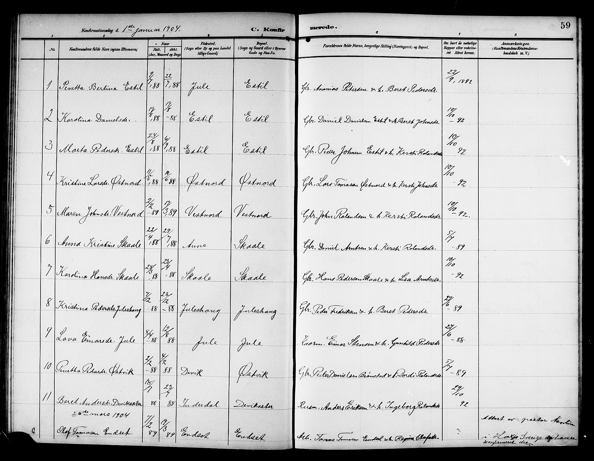 Ministerialprotokoller, klokkerbøker og fødselsregistre - Nord-Trøndelag, SAT/A-1458/757/L0506: Parish register (copy) no. 757C01, 1904-1922, p. 59