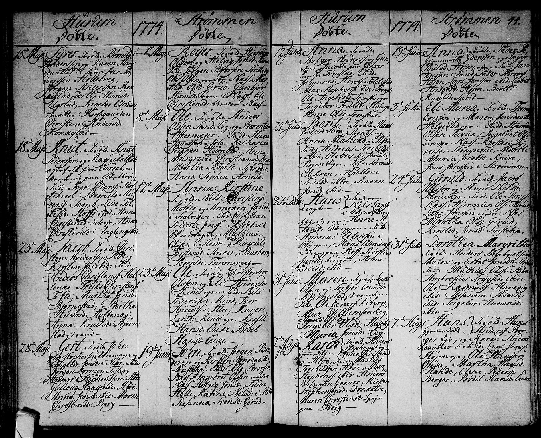 Hurum kirkebøker, AV/SAKO-A-229/F/Fa/L0007: Parish register (official) no. 7, 1771-1810, p. 44