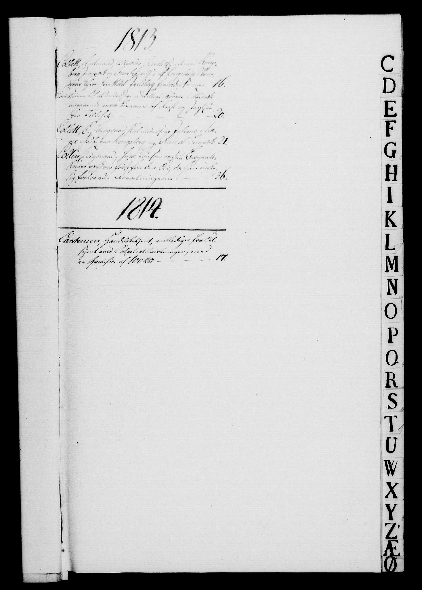 Rentekammeret, Renteskriverkontorene, AV/RA-EA-3115/M/Mf/Mfb/L0011: Relasjons- og resolusjonsprotokoll med register (merket RK 54.17), 1813-1814