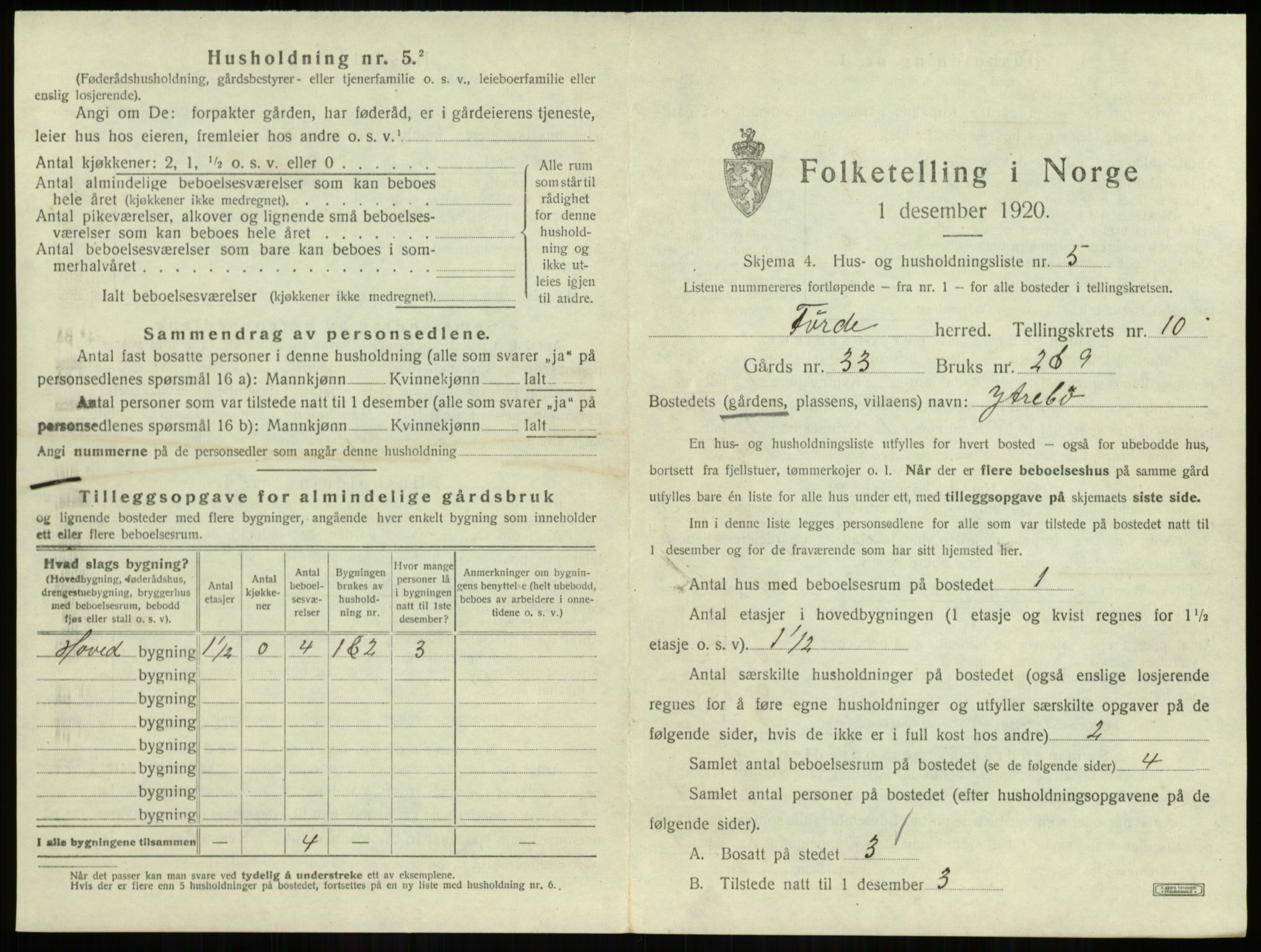 SAB, 1920 census for Førde, 1920, p. 542