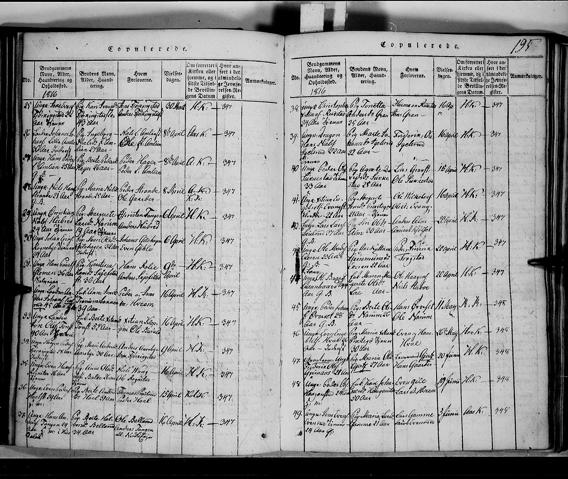 Toten prestekontor, SAH/PREST-102/H/Ha/Hab/L0001: Parish register (copy) no. 1, 1814-1820, p. 195