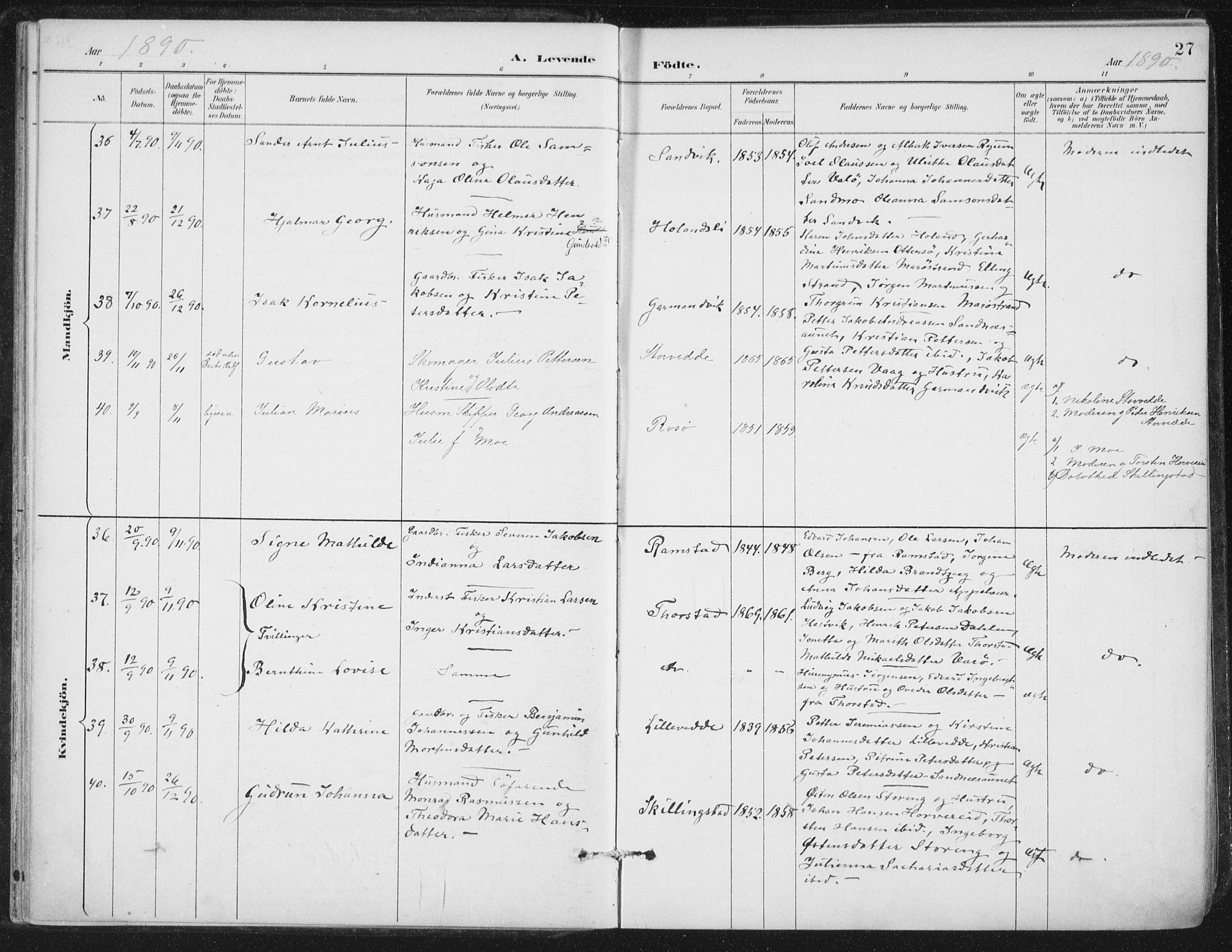 Ministerialprotokoller, klokkerbøker og fødselsregistre - Nord-Trøndelag, SAT/A-1458/784/L0673: Parish register (official) no. 784A08, 1888-1899, p. 27