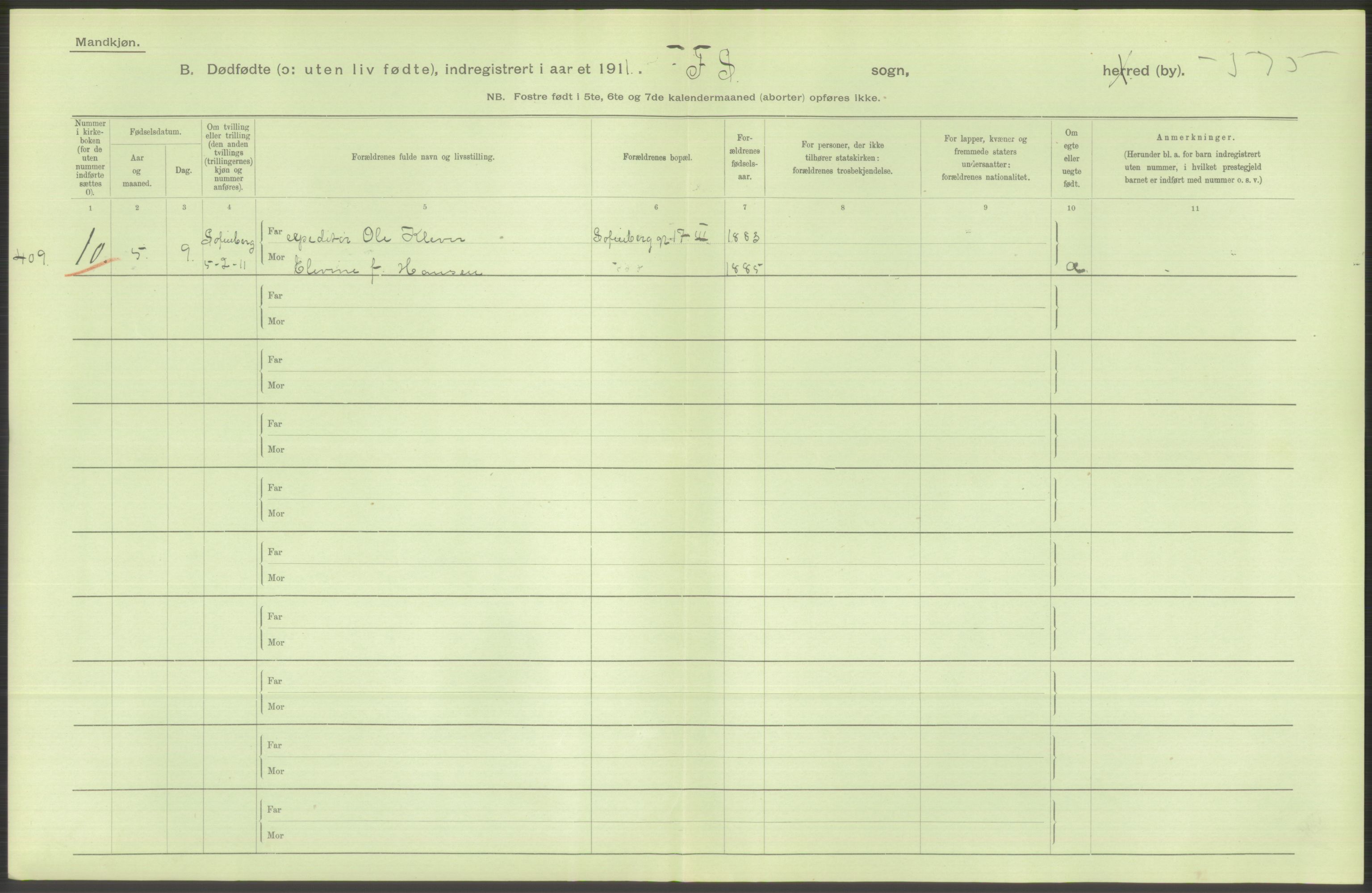 Statistisk sentralbyrå, Sosiodemografiske emner, Befolkning, AV/RA-S-2228/D/Df/Dfb/Dfba/L0010: Kristiania: Døde kvinner samt dødfødte., 1911, p. 26