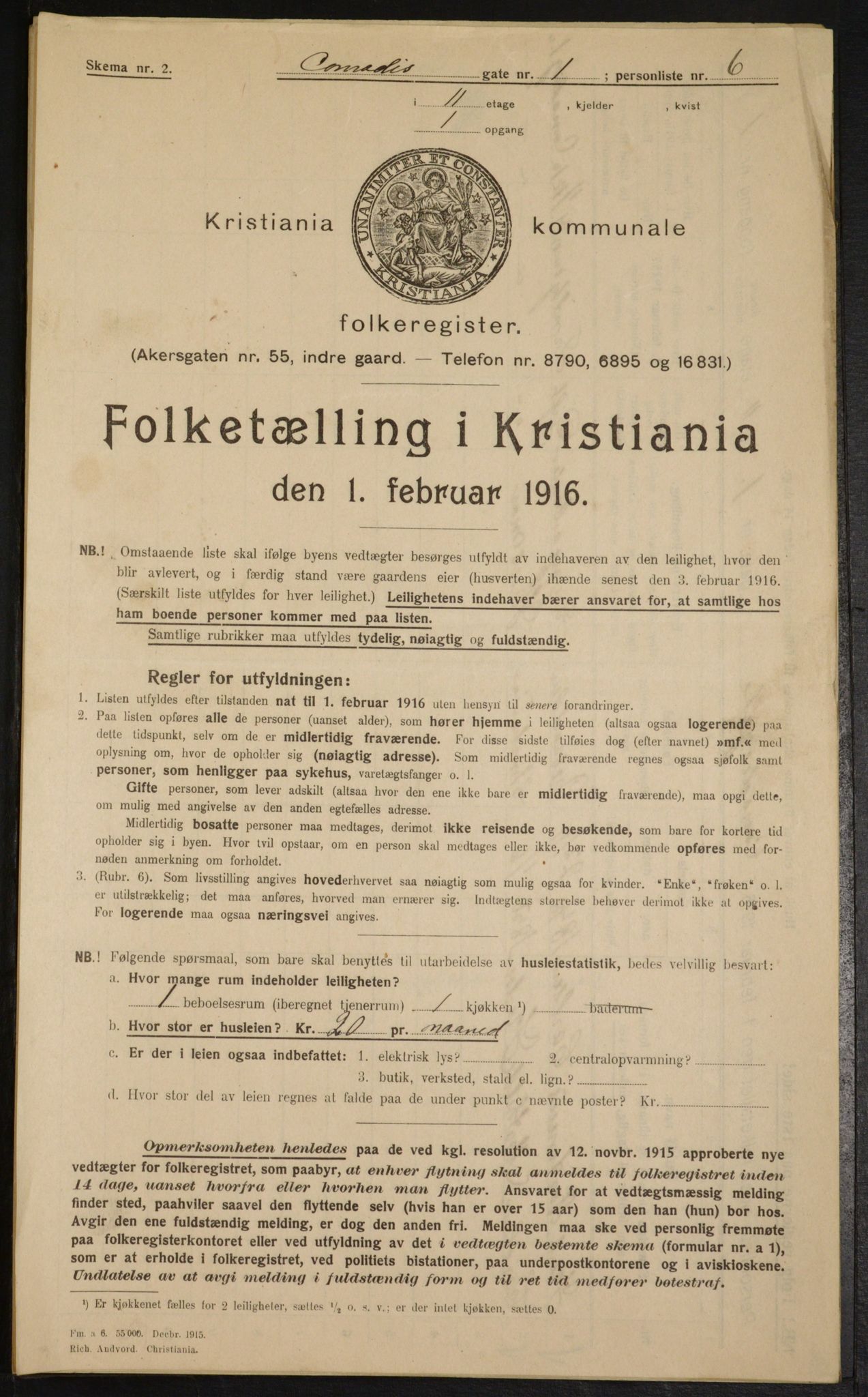 OBA, Municipal Census 1916 for Kristiania, 1916, p. 13339