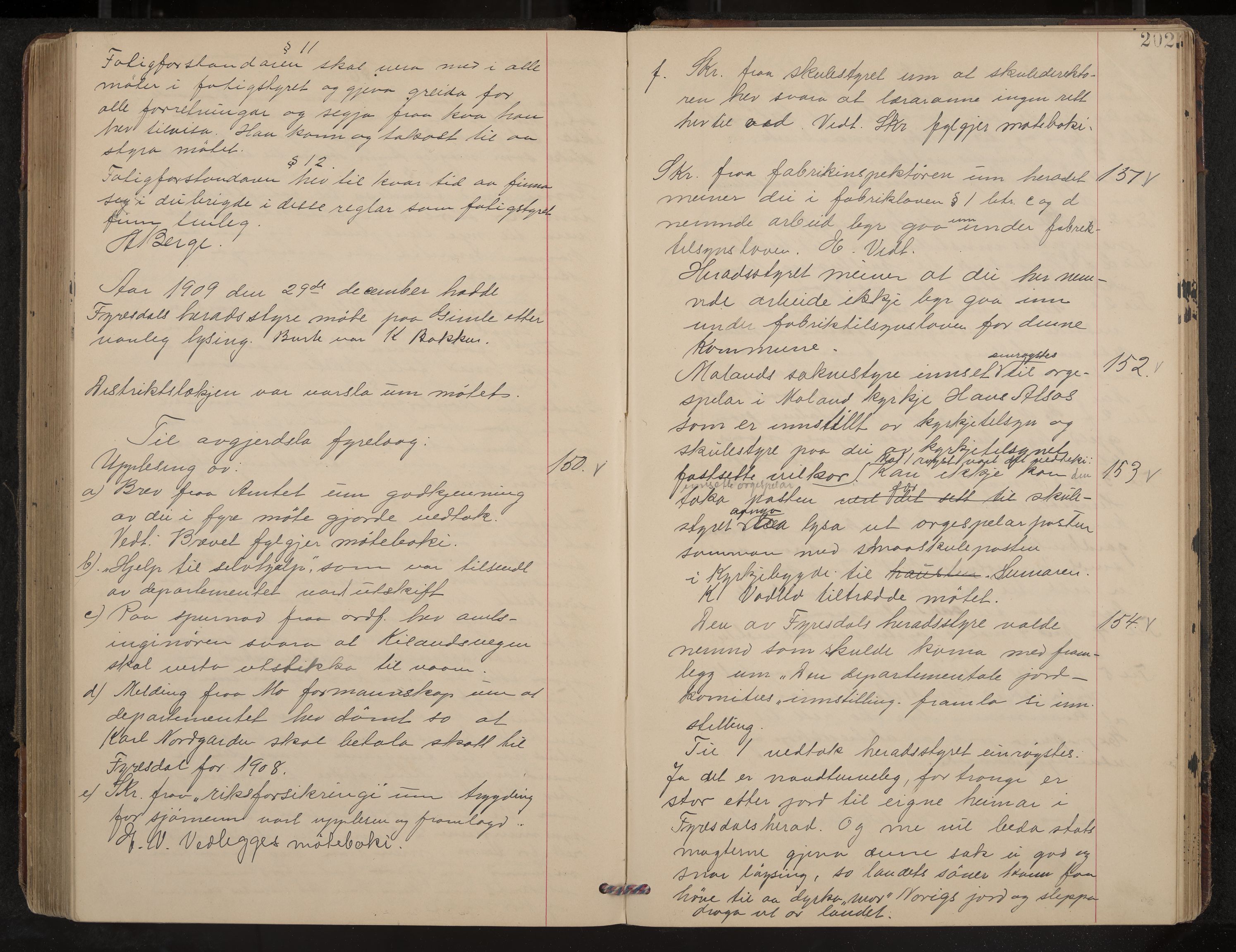 Fyresdal formannskap og sentraladministrasjon, IKAK/0831021-1/Aa/L0004: Møtebok, 1903-1911, p. 202