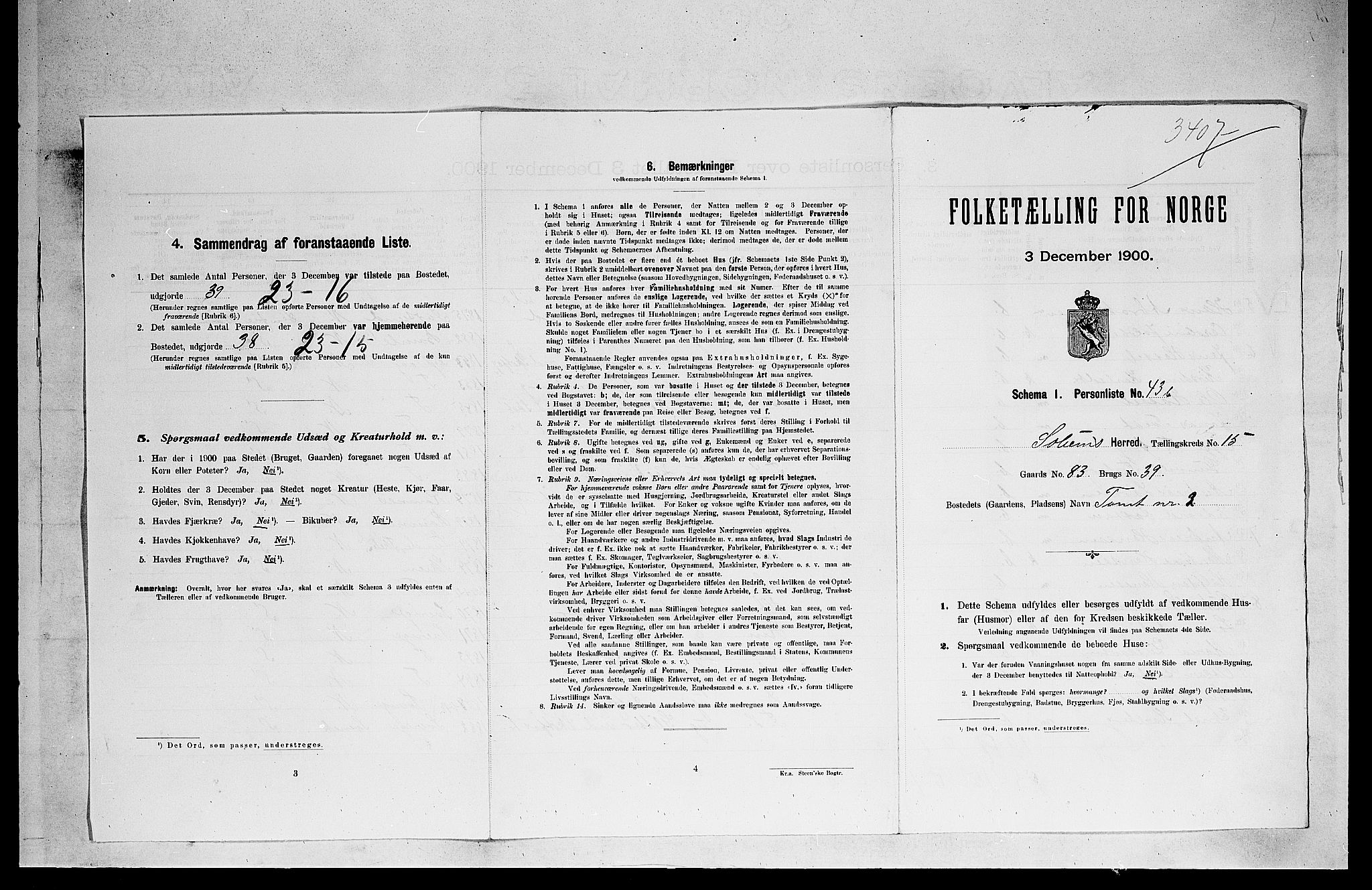 SAKO, 1900 census for Solum, 1900, p. 2388