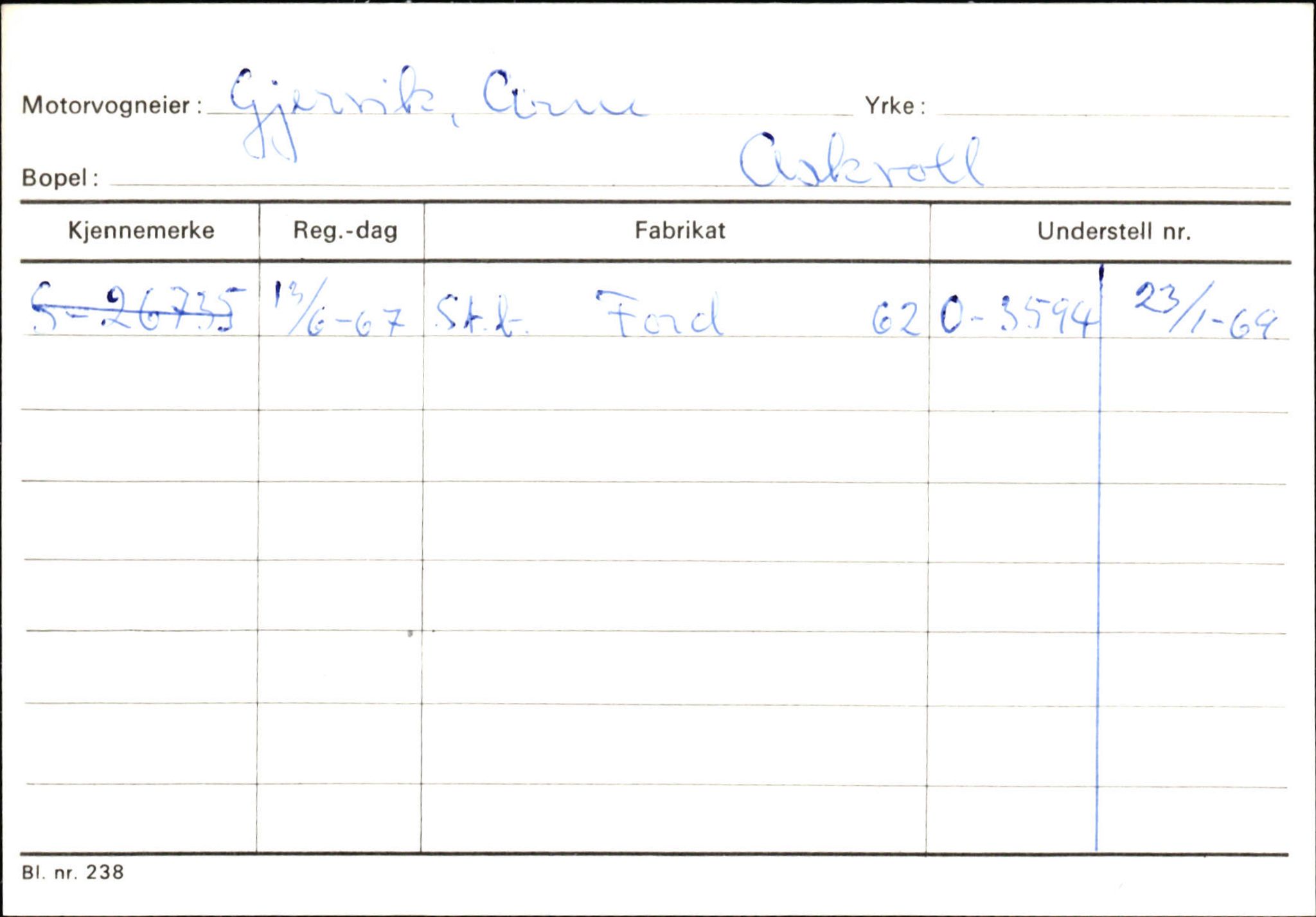 Statens vegvesen, Sogn og Fjordane vegkontor, AV/SAB-A-5301/4/F/L0132: Eigarregister Askvoll A-Å. Balestrand A-Å, 1945-1975, p. 393