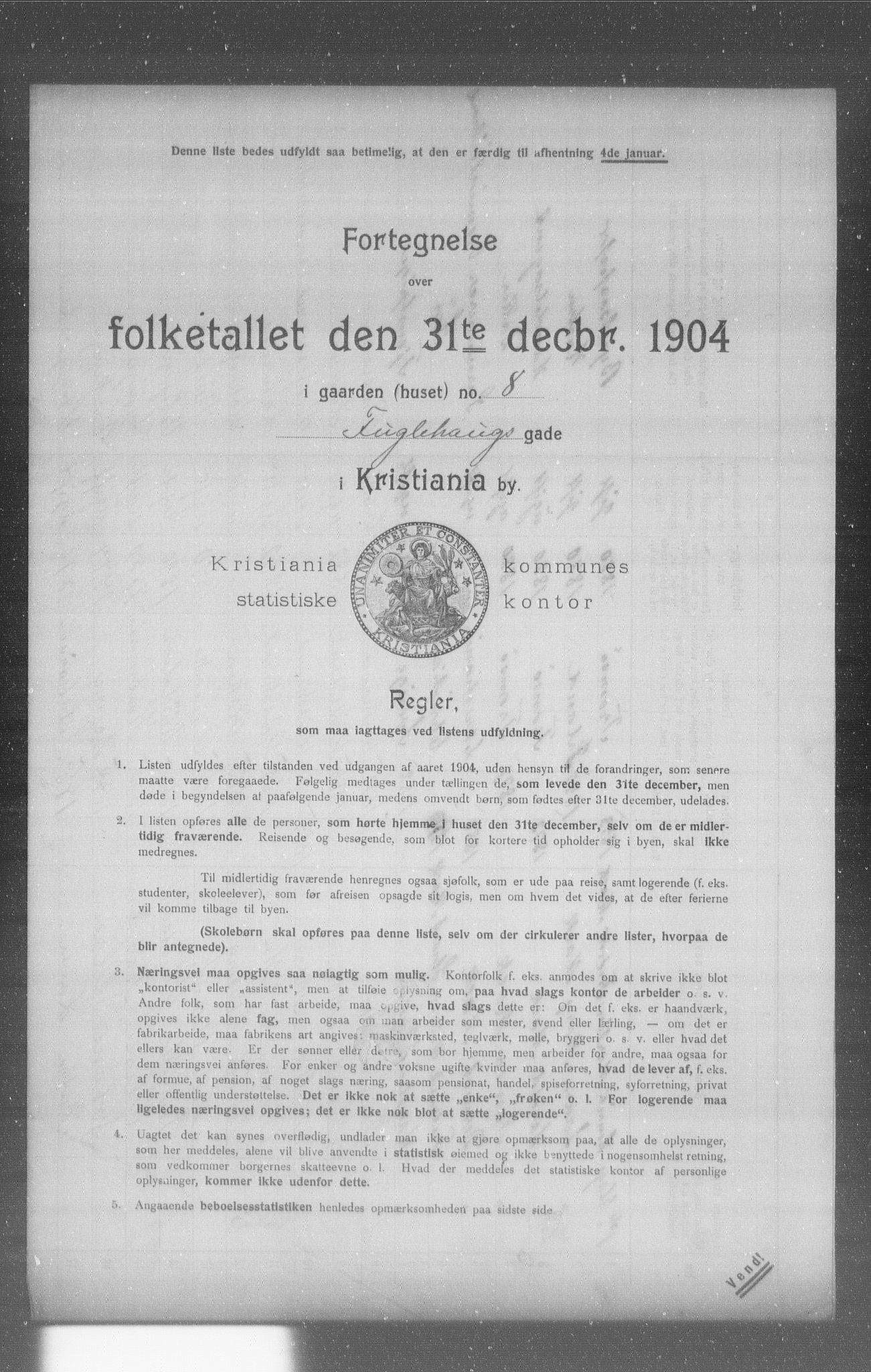 OBA, Municipal Census 1904 for Kristiania, 1904, p. 5719