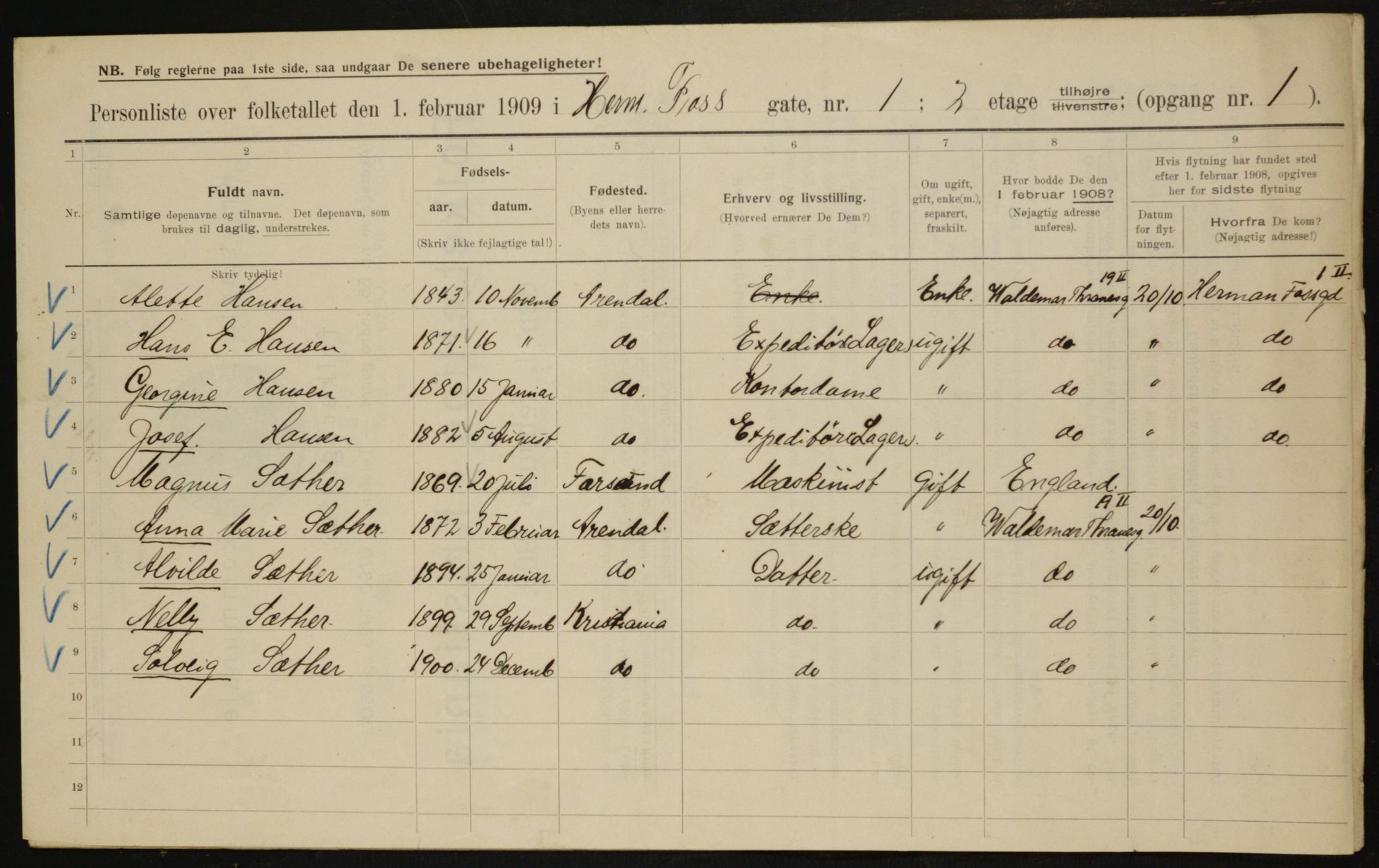 OBA, Municipal Census 1909 for Kristiania, 1909, p. 34983