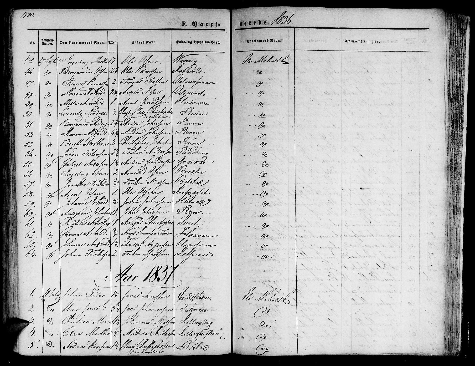 Ministerialprotokoller, klokkerbøker og fødselsregistre - Nord-Trøndelag, SAT/A-1458/701/L0006: Parish register (official) no. 701A06, 1825-1841, p. 380