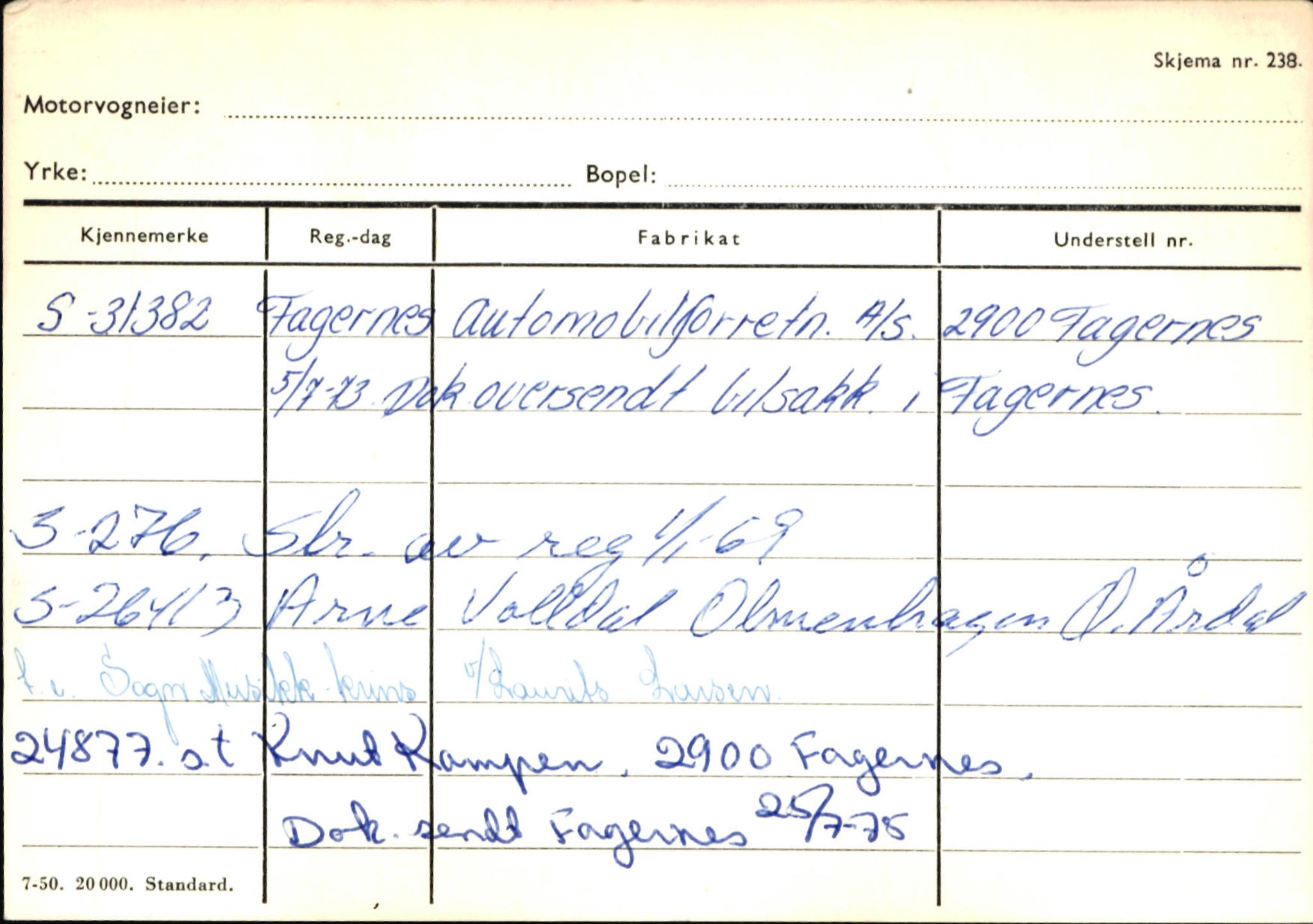 Statens vegvesen, Sogn og Fjordane vegkontor, AV/SAB-A-5301/4/F/L0145: Registerkort Vågsøy S-Å. Årdal I-P, 1945-1975, p. 1356