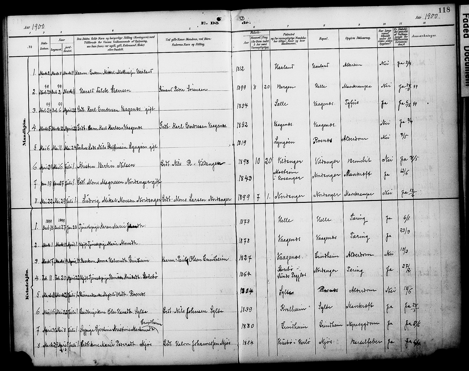 Manger sokneprestembete, AV/SAB-A-76801/H/Haa: Parish register (official) no. C 2, 1891-1902, p. 118